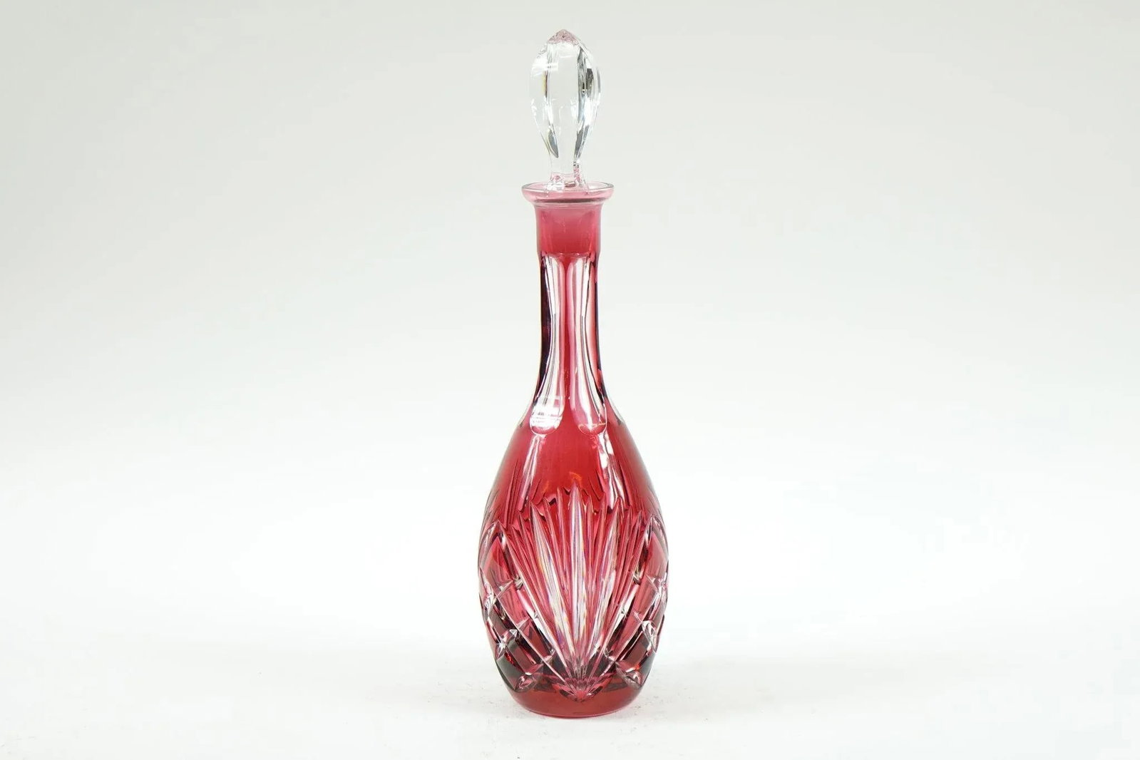 1960s Czech Hand Carved Glass Bottles with Tops - A Pair - 2