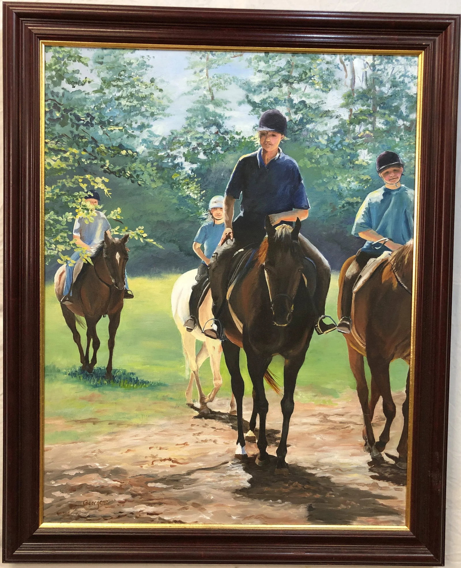 Early 20th Century Horse Riders Original Oil on Canvas Signed on the Bottom, Framed - 4