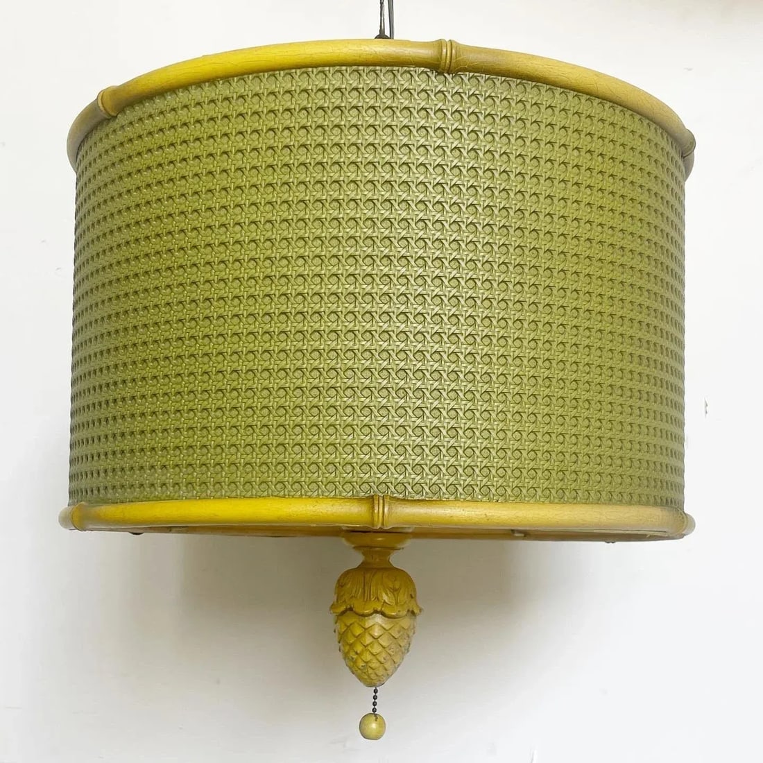 Regency Yellow and Green Cane Pineapple Pendant Lamp - 2