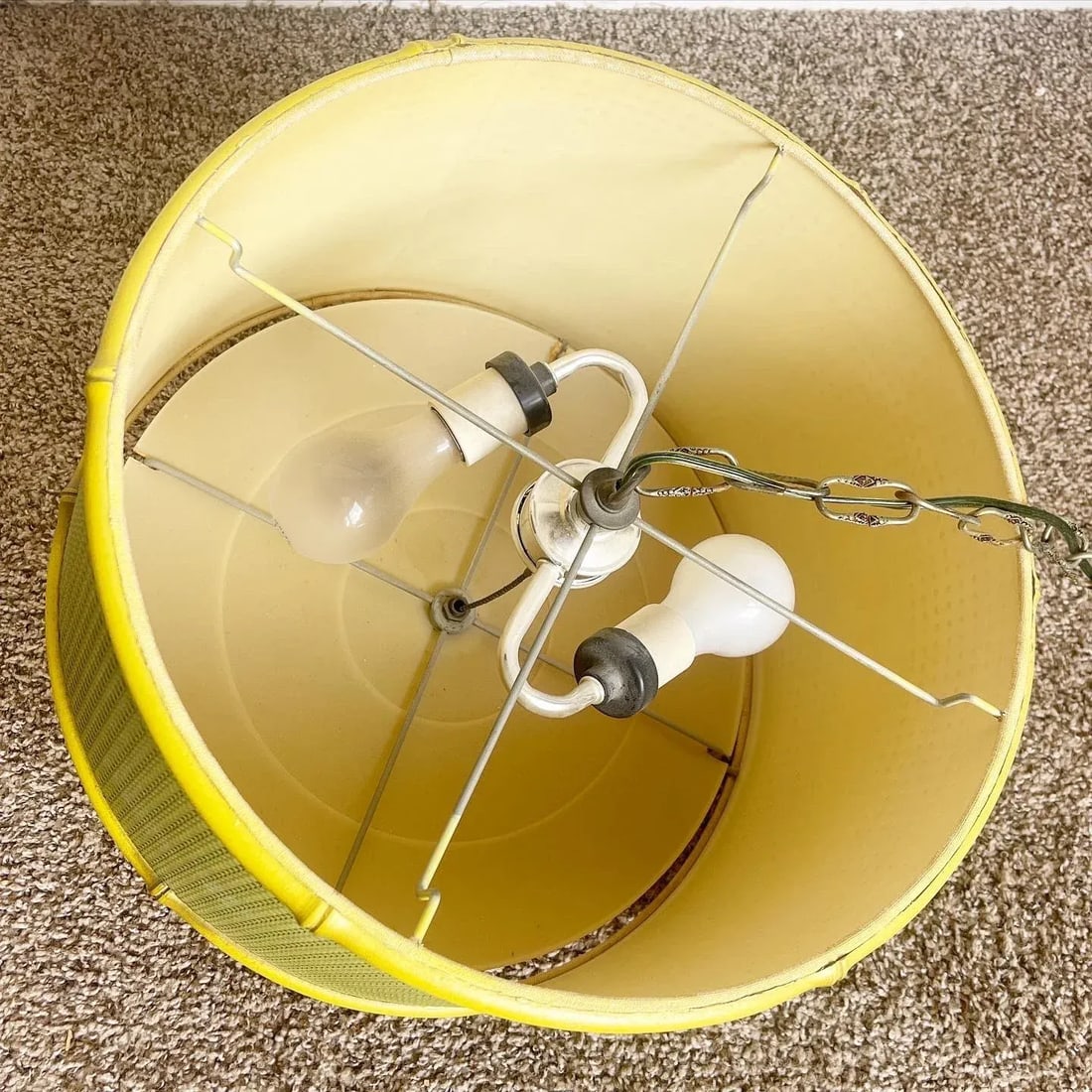 Regency Yellow and Green Cane Pineapple Pendant Lamp - 4