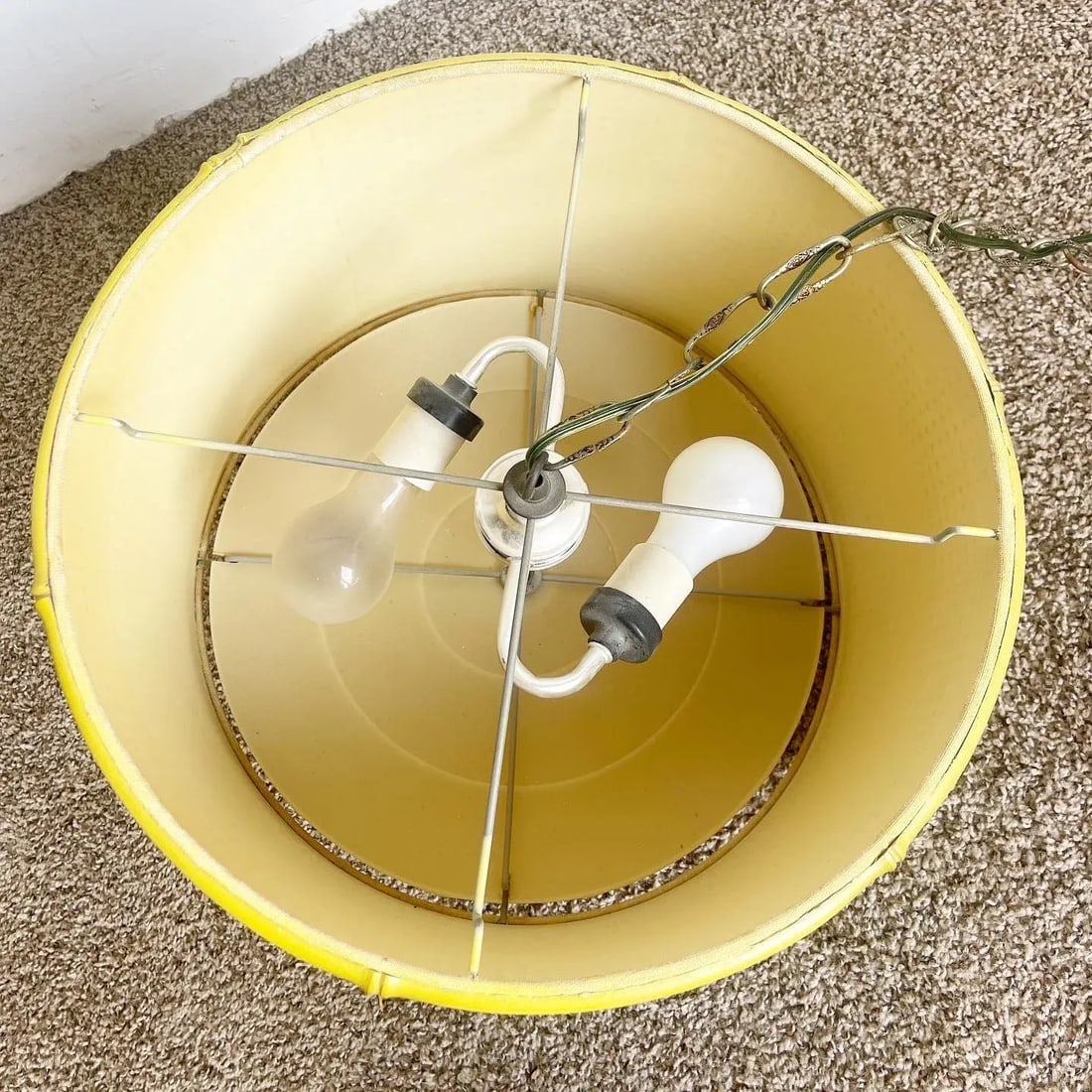 Regency Yellow and Green Cane Pineapple Pendant Lamp - 6