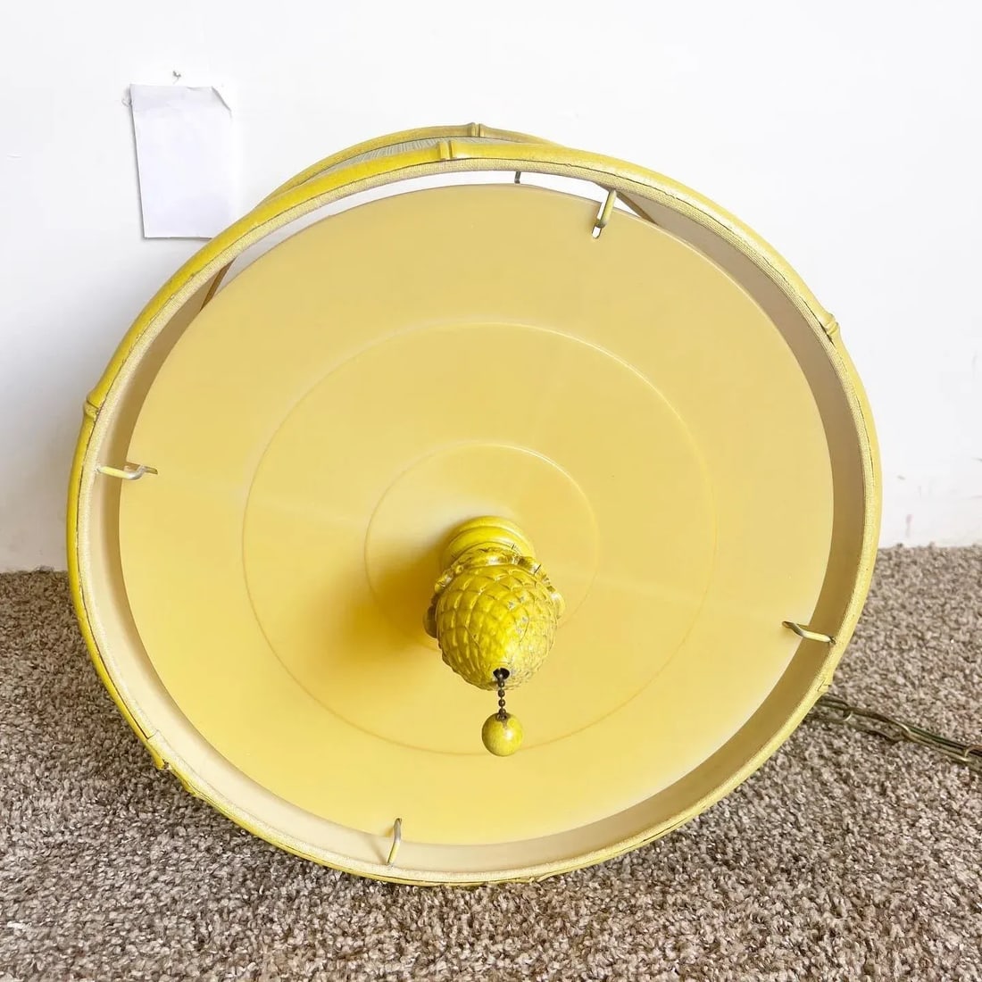 Regency Yellow and Green Cane Pineapple Pendant Lamp - 7