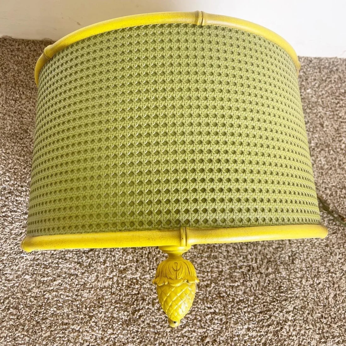 Regency Yellow and Green Cane Pineapple Pendant Lamp - 8