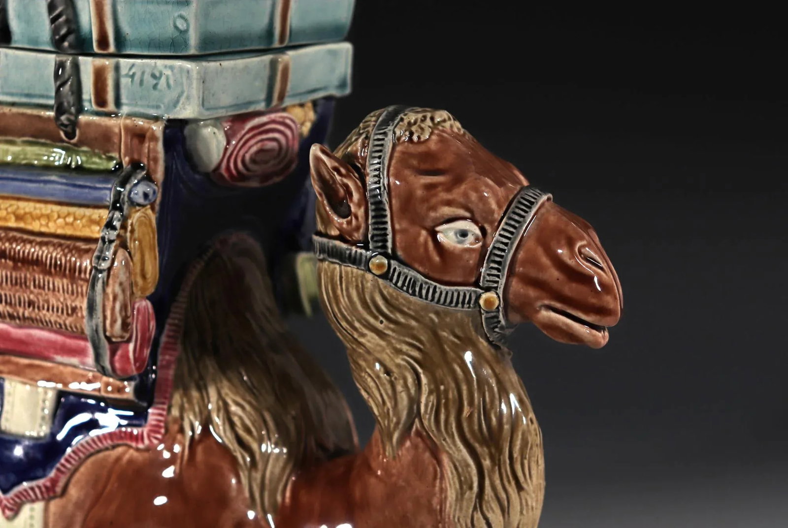 French St. Amand Majolica Camel-Form Lidded Box - 9