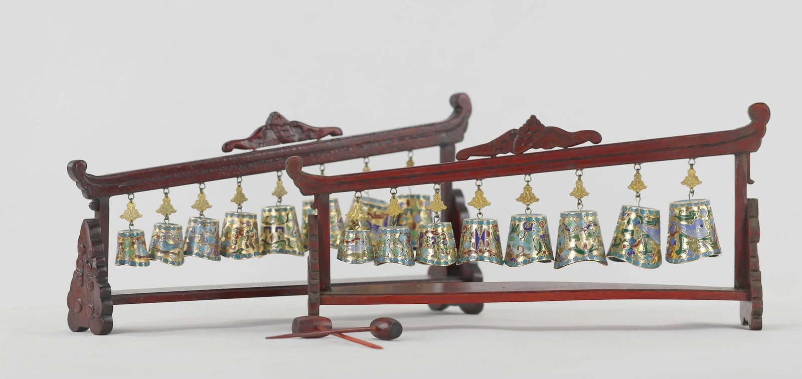 Vintage Cloisonné Chime Musical Meditation Bells Set - 11