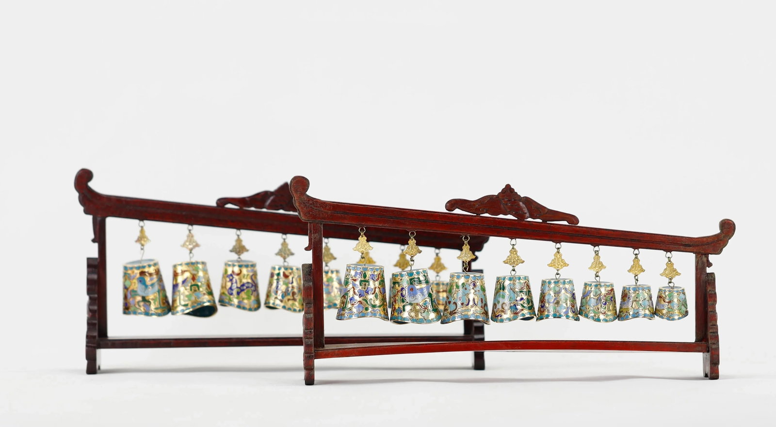 Vintage Cloisonné Chime Musical Meditation Bells Set - 3