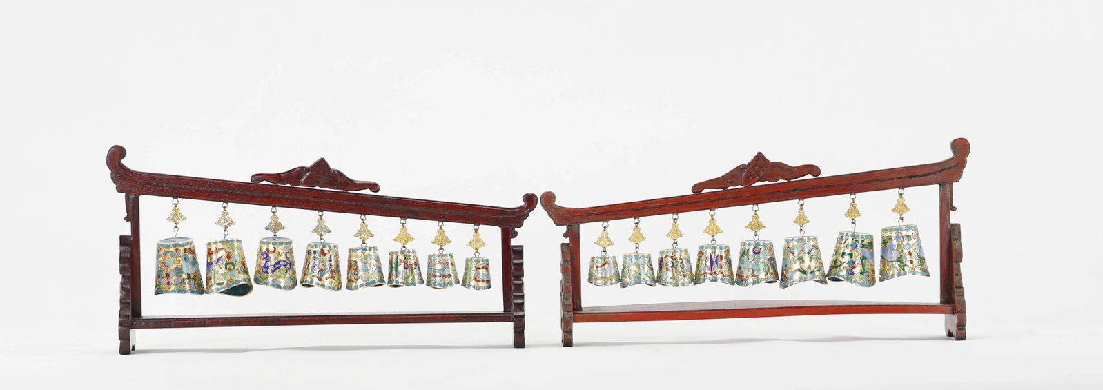 Vintage Cloisonné Chime Musical Meditation Bells Set - 4