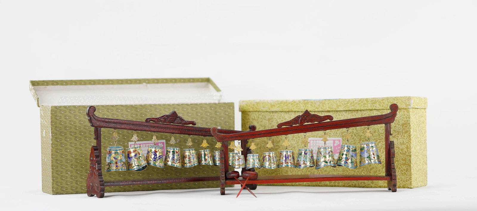 Vintage Cloisonné Chime Musical Meditation Bells Set - 5