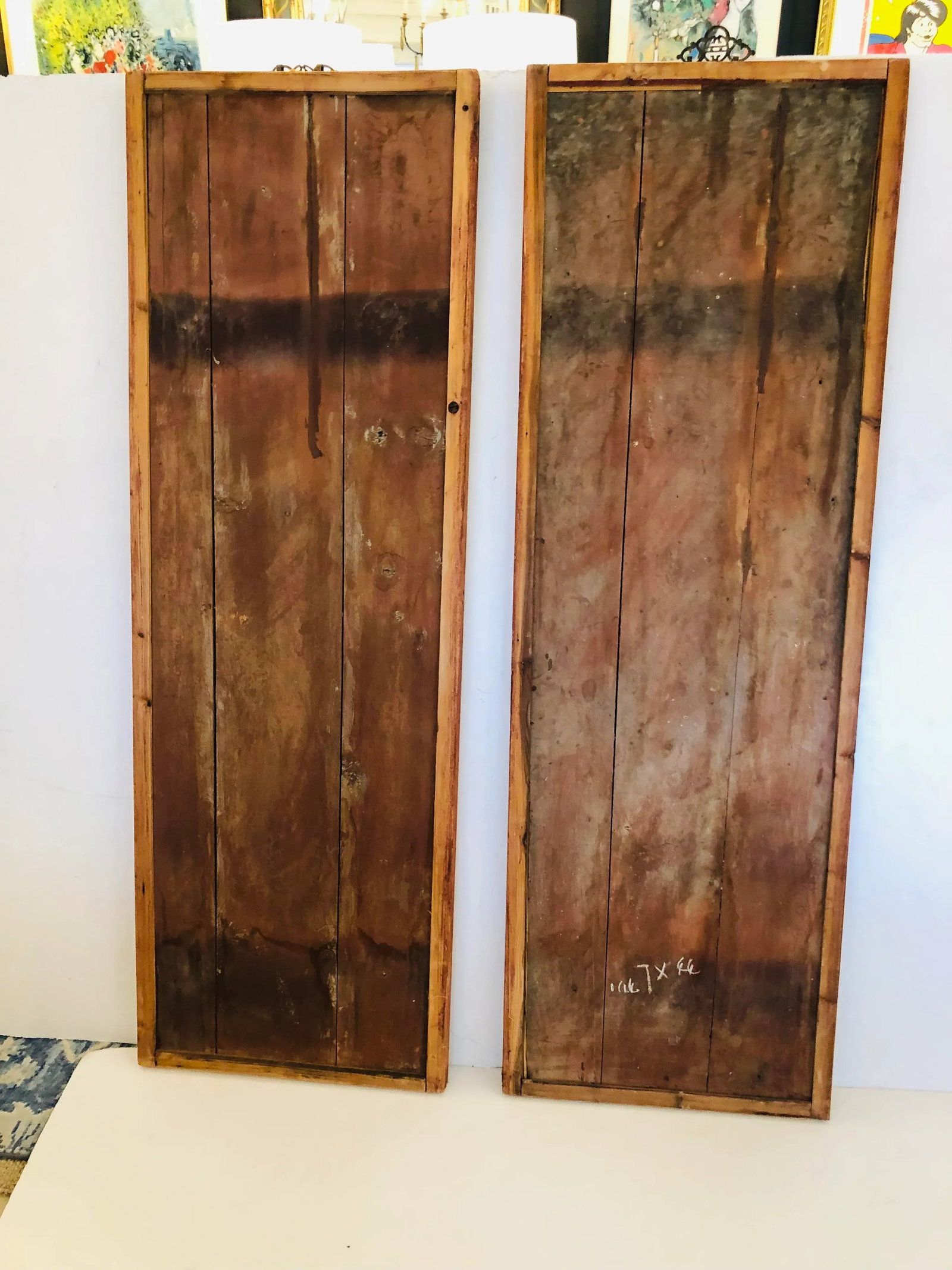 19th Century Antique Chinoiserie Figurative Distressed Painted Panels -A Pair - 10