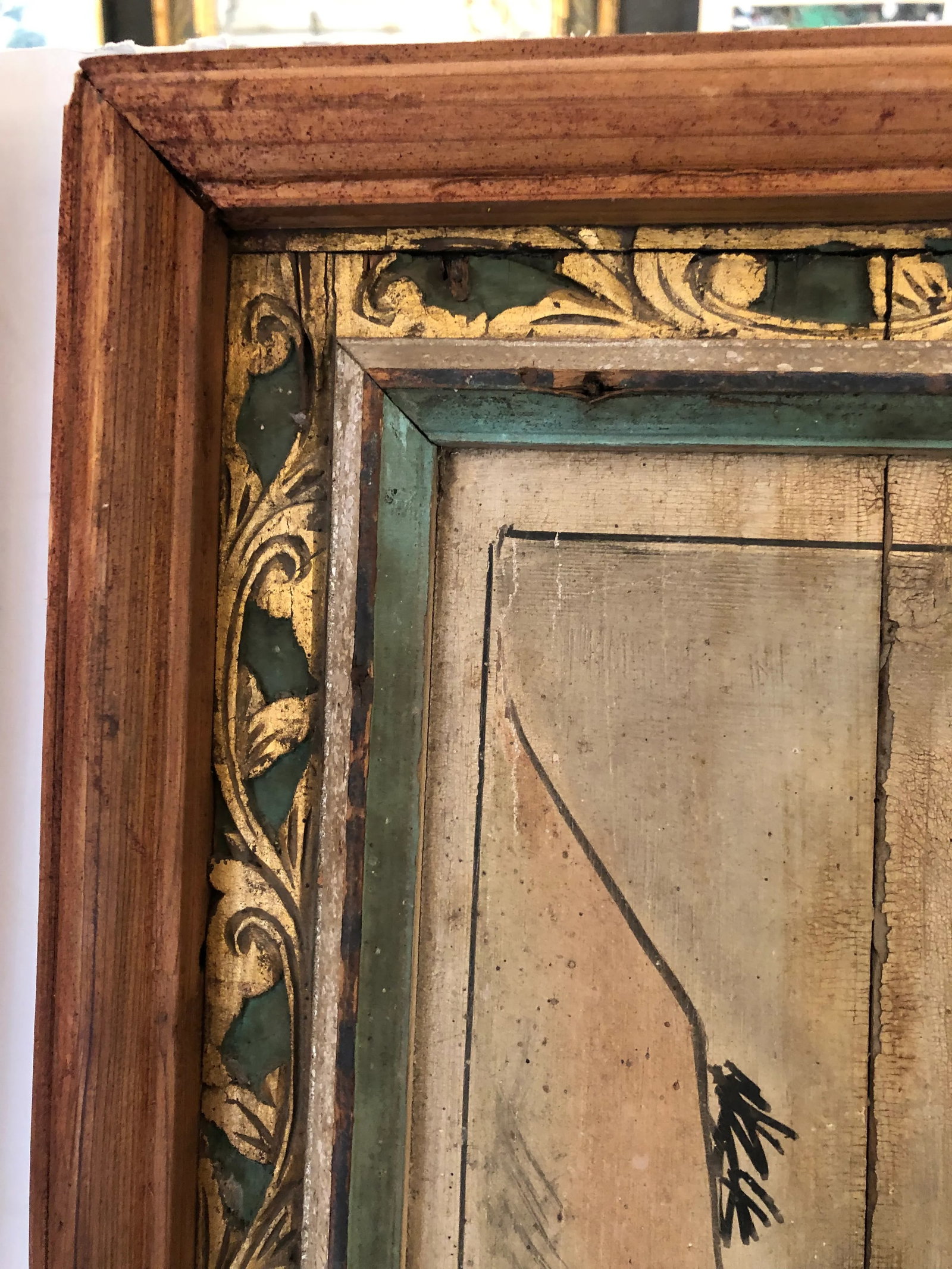 19th Century Antique Chinoiserie Figurative Distressed Painted Panels -A Pair - 3