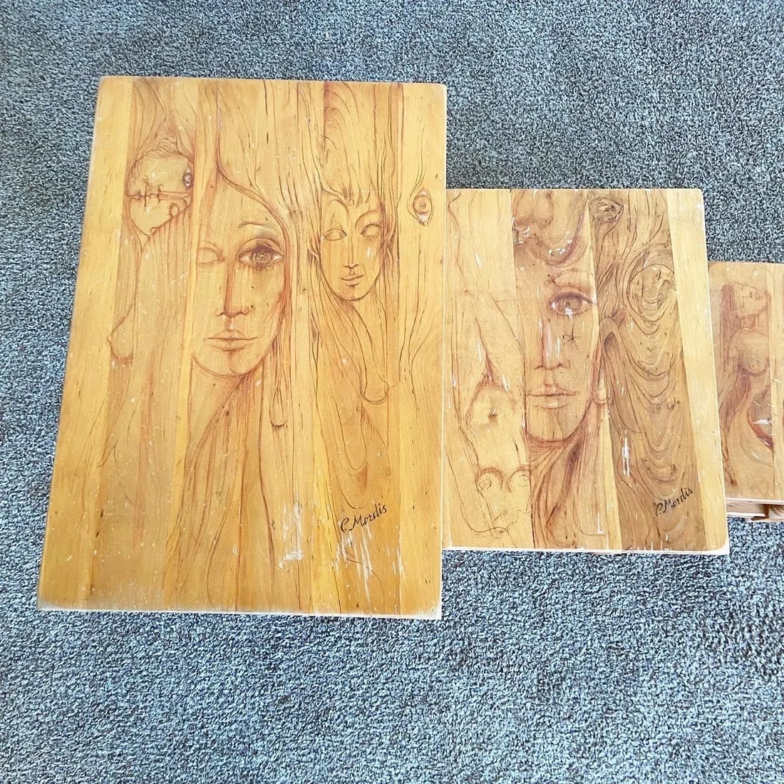 Vintage Wooden Hand Drawn Female Body Form Nesting Tables - Set of 4 - 2