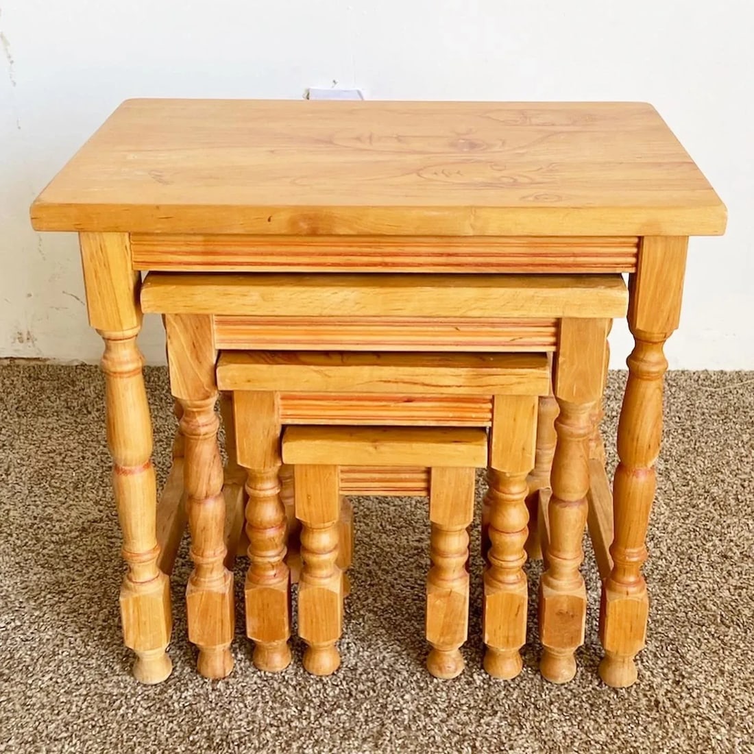 Vintage Wooden Hand Drawn Female Body Form Nesting Tables - Set of 4 - 4