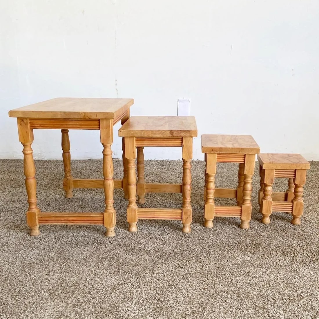 Vintage Wooden Hand Drawn Female Body Form Nesting Tables - Set of 4 - 5
