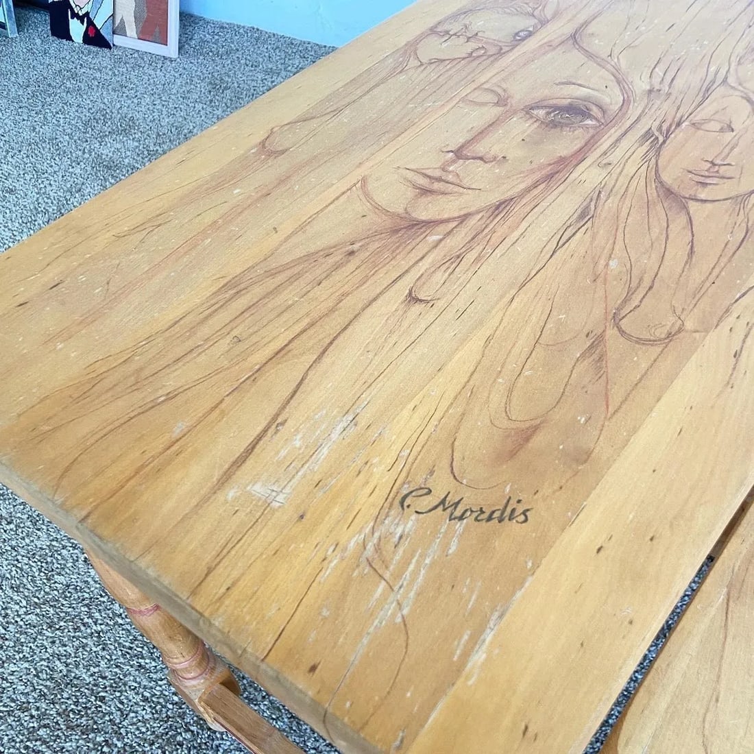 Vintage Wooden Hand Drawn Female Body Form Nesting Tables - Set of 4 - 6