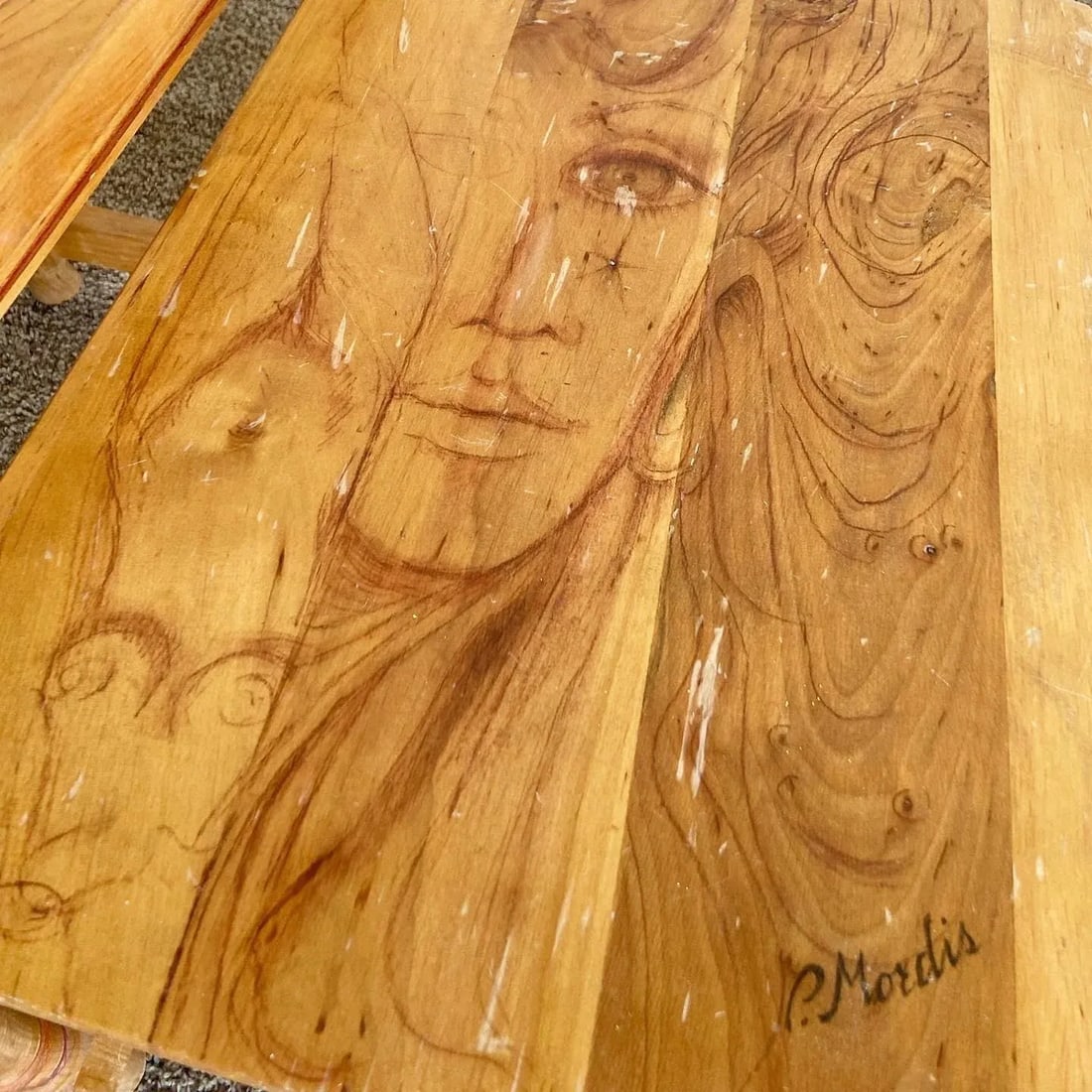 Vintage Wooden Hand Drawn Female Body Form Nesting Tables - Set of 4 - 8