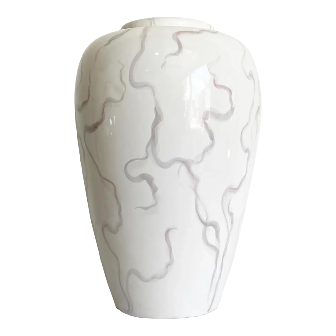 Italian Postmodern Cream With Colored Streak Vase