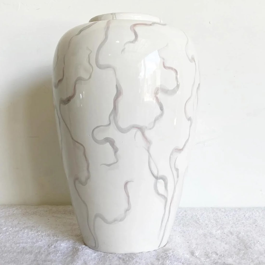 Italian Postmodern Cream With Colored Streak Vase - 6