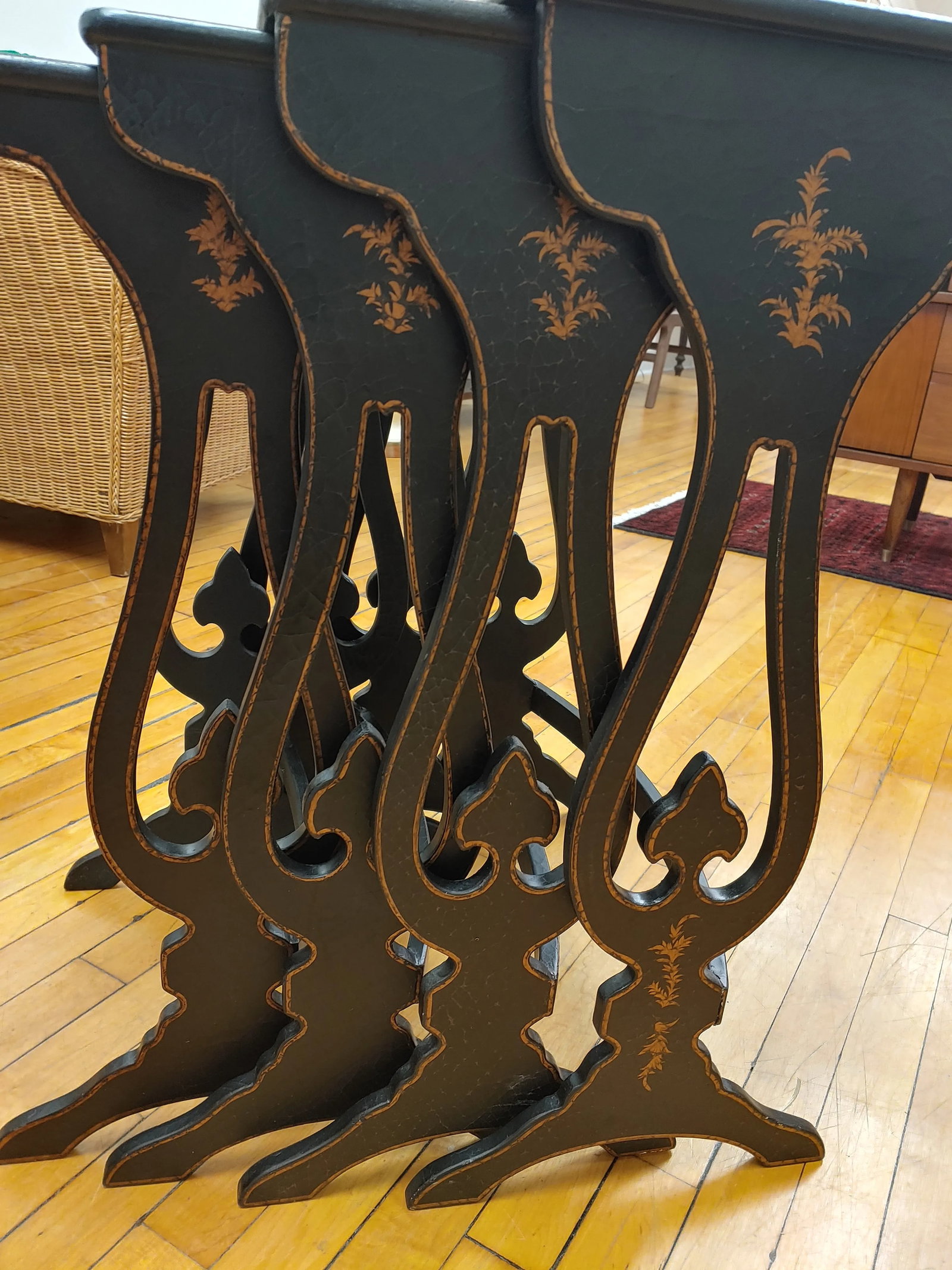 Early 2000s Chinese Black Matte Crackle Nesting Tables for Stickley- Set of 4 - 3
