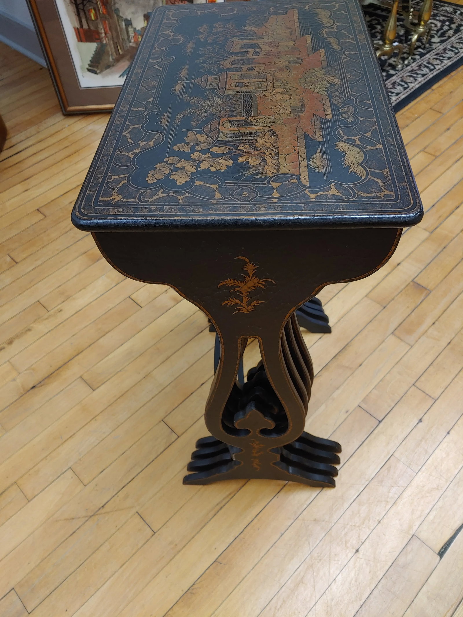 Early 2000s Chinese Black Matte Crackle Nesting Tables for Stickley- Set of 4 - 6