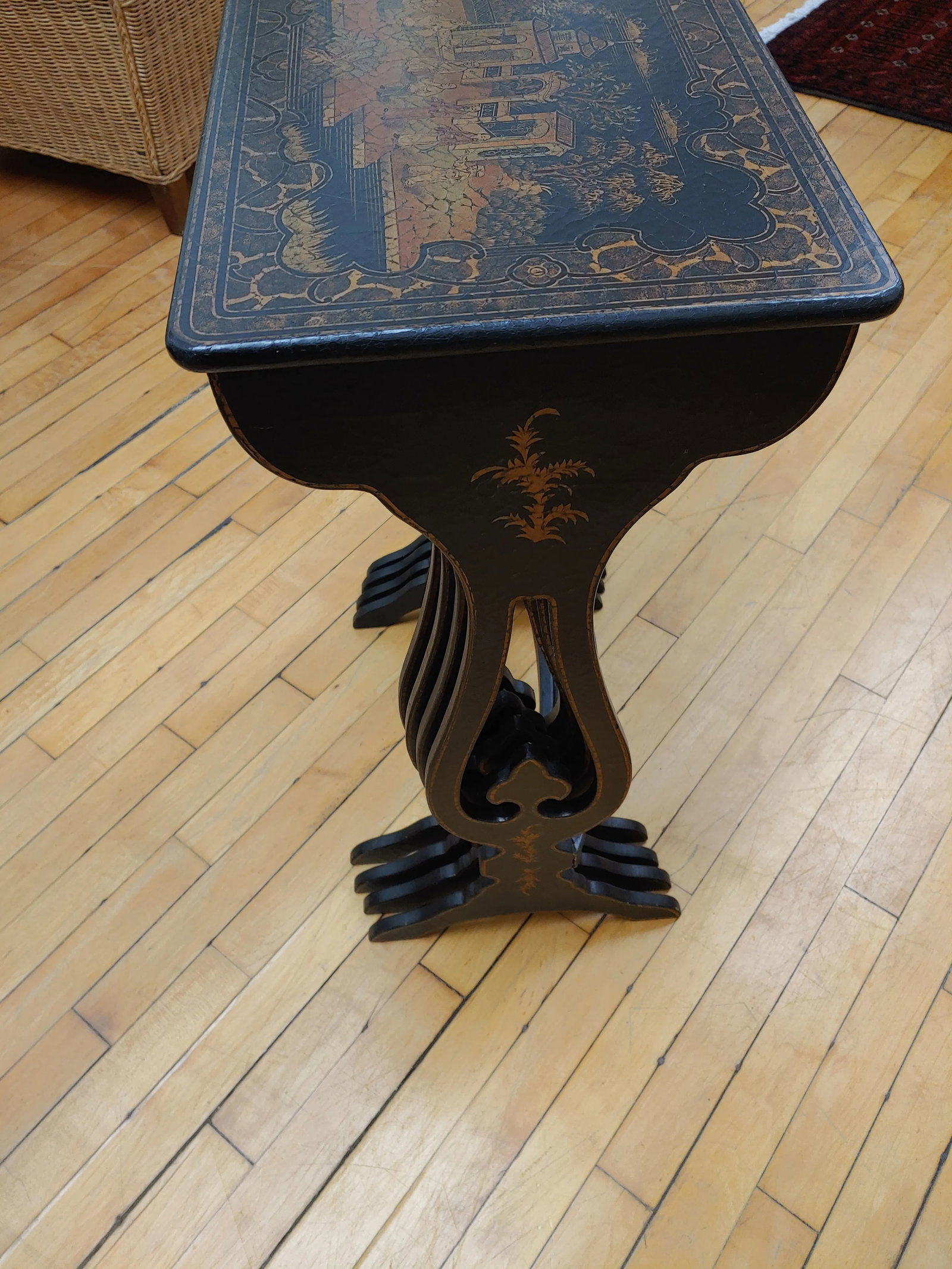 Early 2000s Chinese Black Matte Crackle Nesting Tables for Stickley- Set of 4 - 7