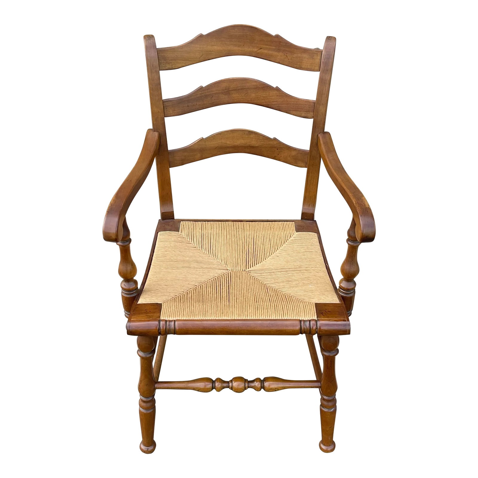 Thomasville Bay Colony Traditional Cherry Ladder Back Rush Armchair (1 of 12)
