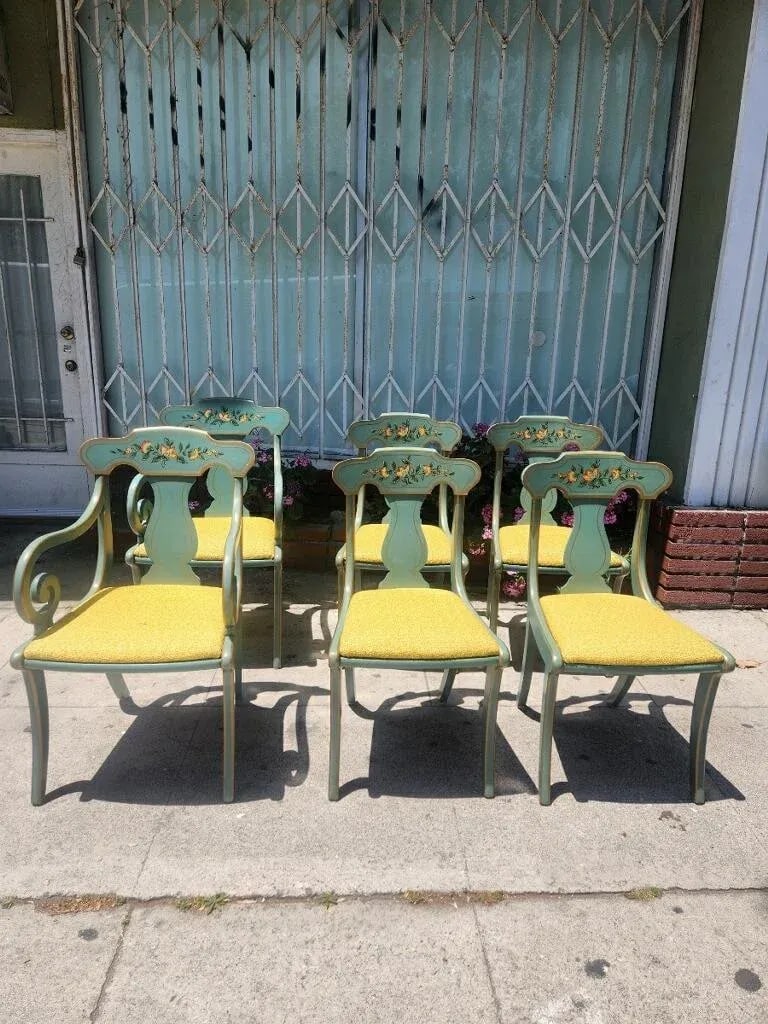 1970s Hand Painted Set of 6 Dining Chairs by Drexel Furniture - 10
