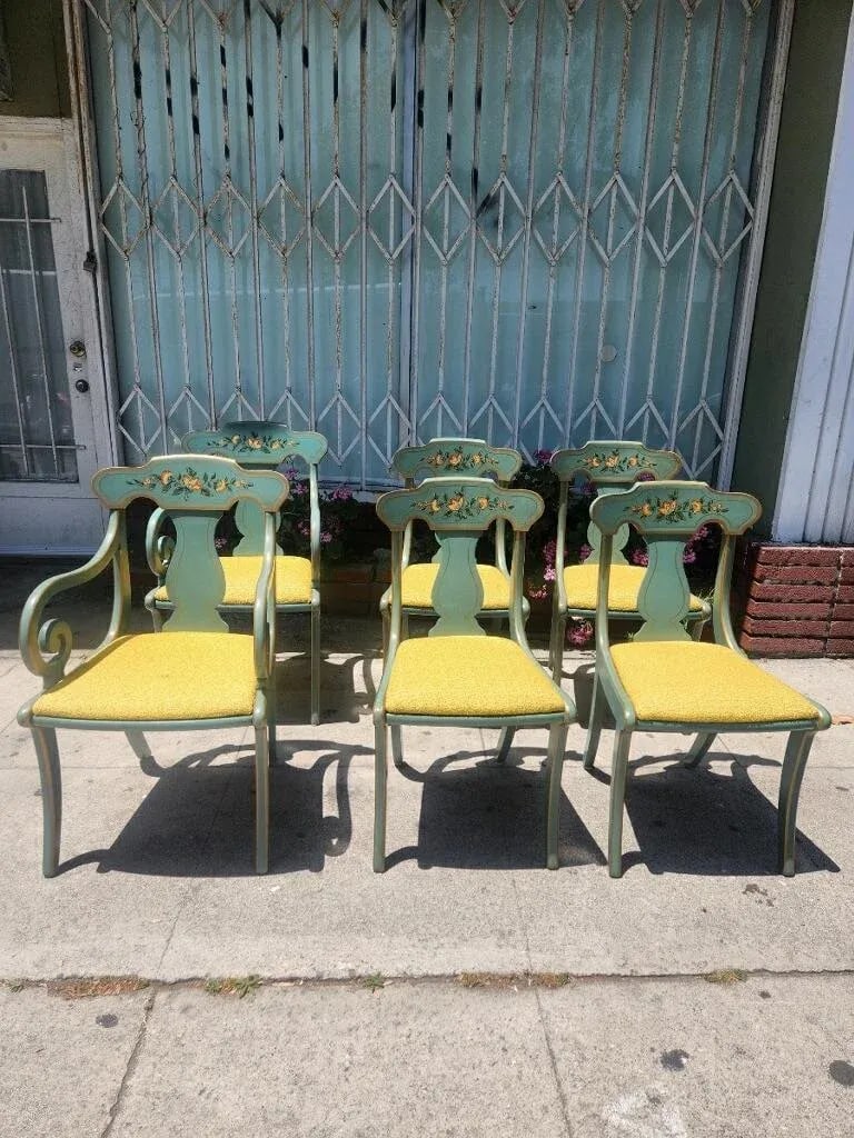 1970s Hand Painted Set of 6 Dining Chairs by Drexel Furniture - 11