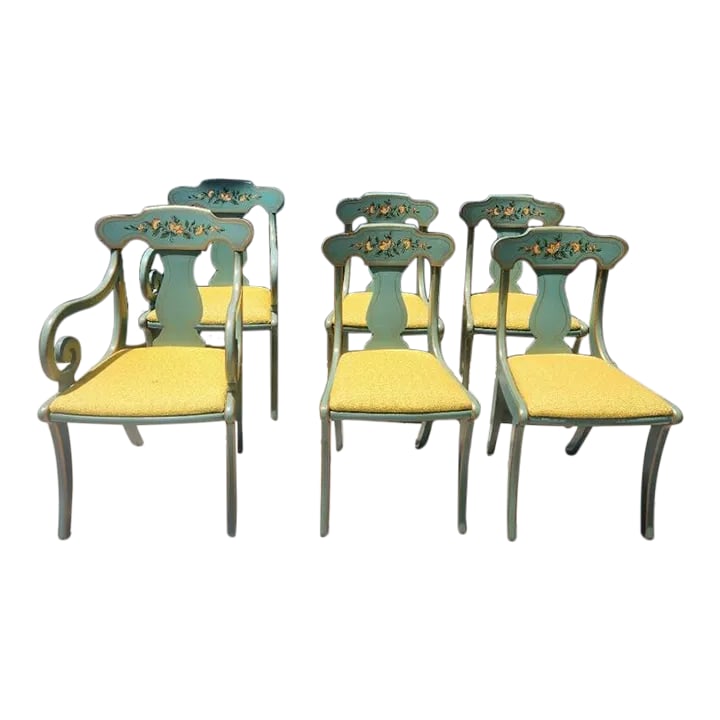 1970s Hand Painted Set of 6 Dining Chairs by Drexel Furniture (1 of 11)