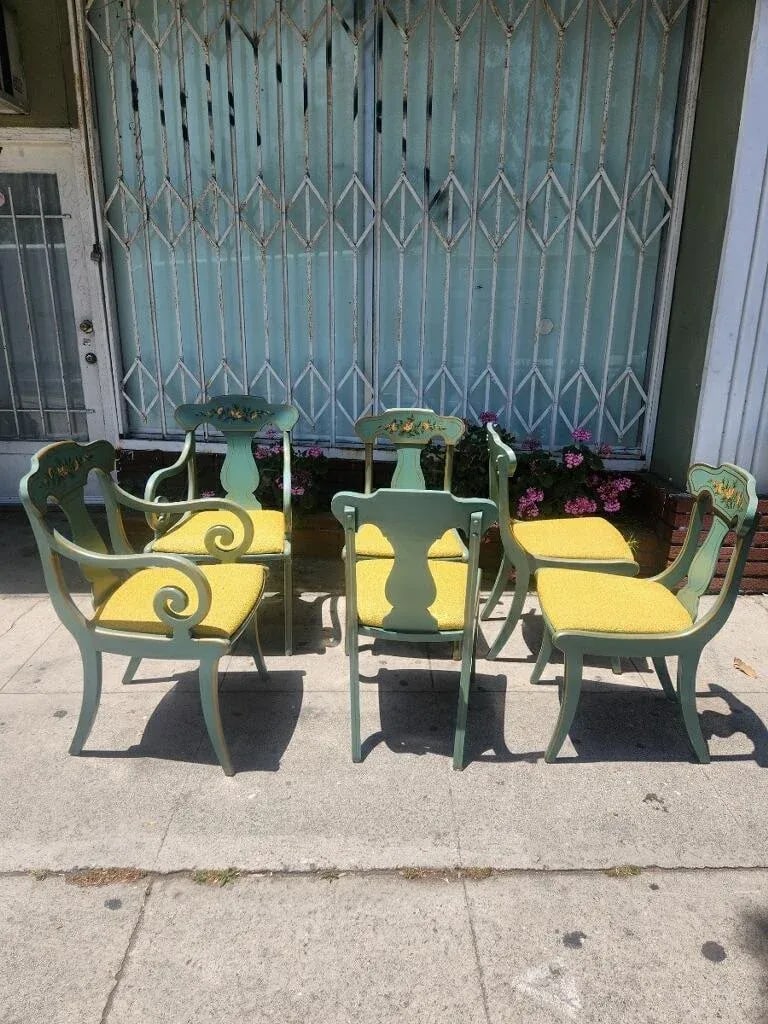 1970s Hand Painted Set of 6 Dining Chairs by Drexel Furniture - 2