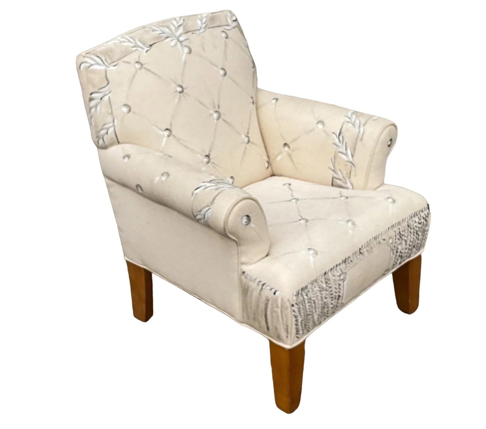 Limited Hand Painted Vera Wang Child'Aos Club or Wing Back Chair for Ethan Allen - 5
