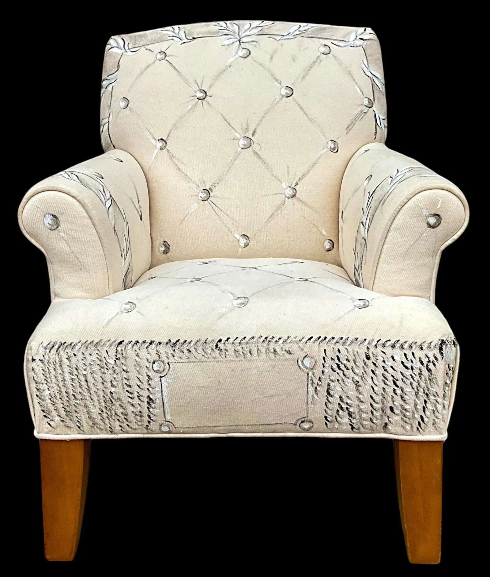 Limited Hand Painted Vera Wang Child'Aos Club or Wing Back Chair for Ethan Allen - 8