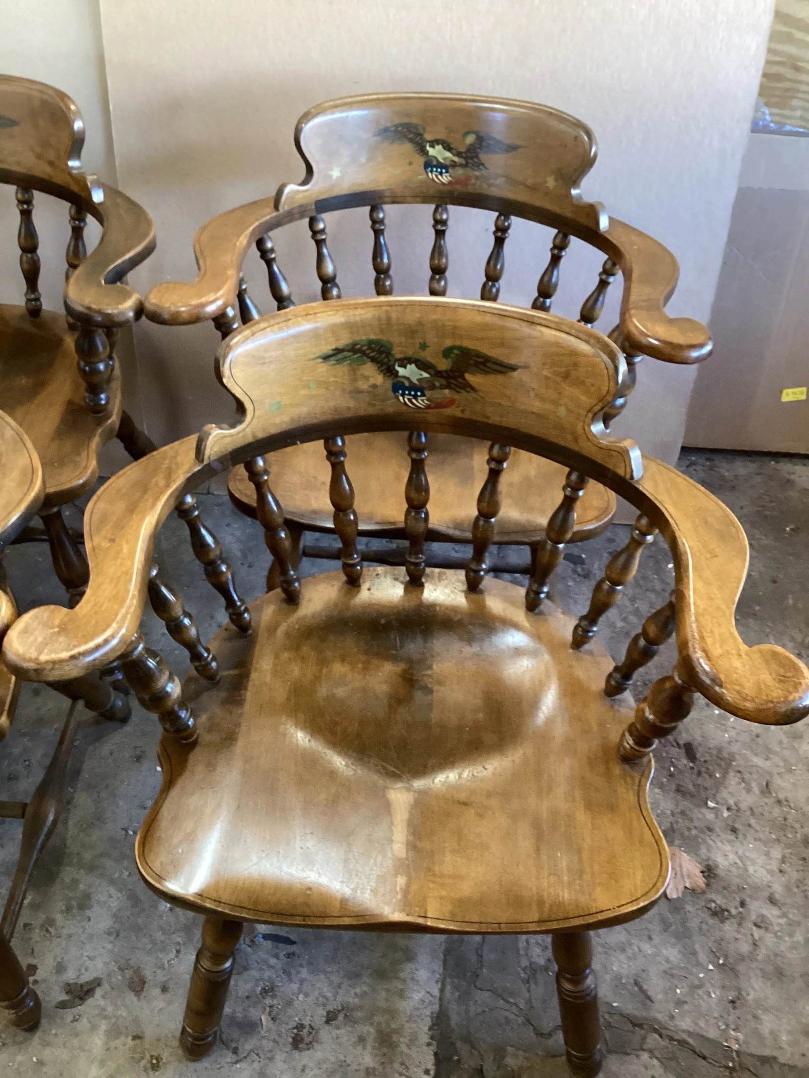 Early 20th Century Antique Collectible Heywood Wakefield Colonial Armchairs Set of 4 - 12