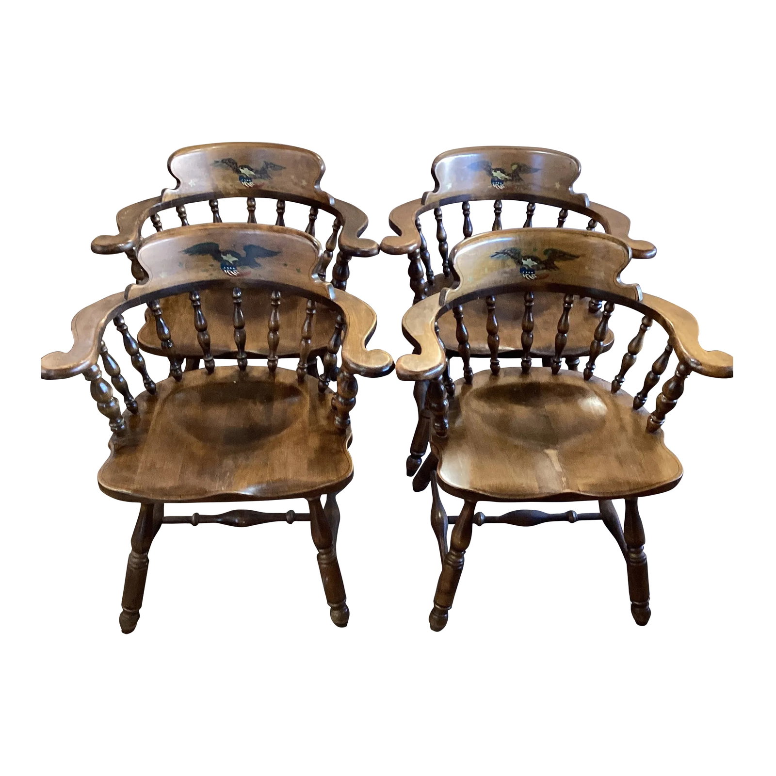 Early 20th Century Antique Collectible Heywood Wakefield Colonial Armchairs Set of 4 (1 of 13)