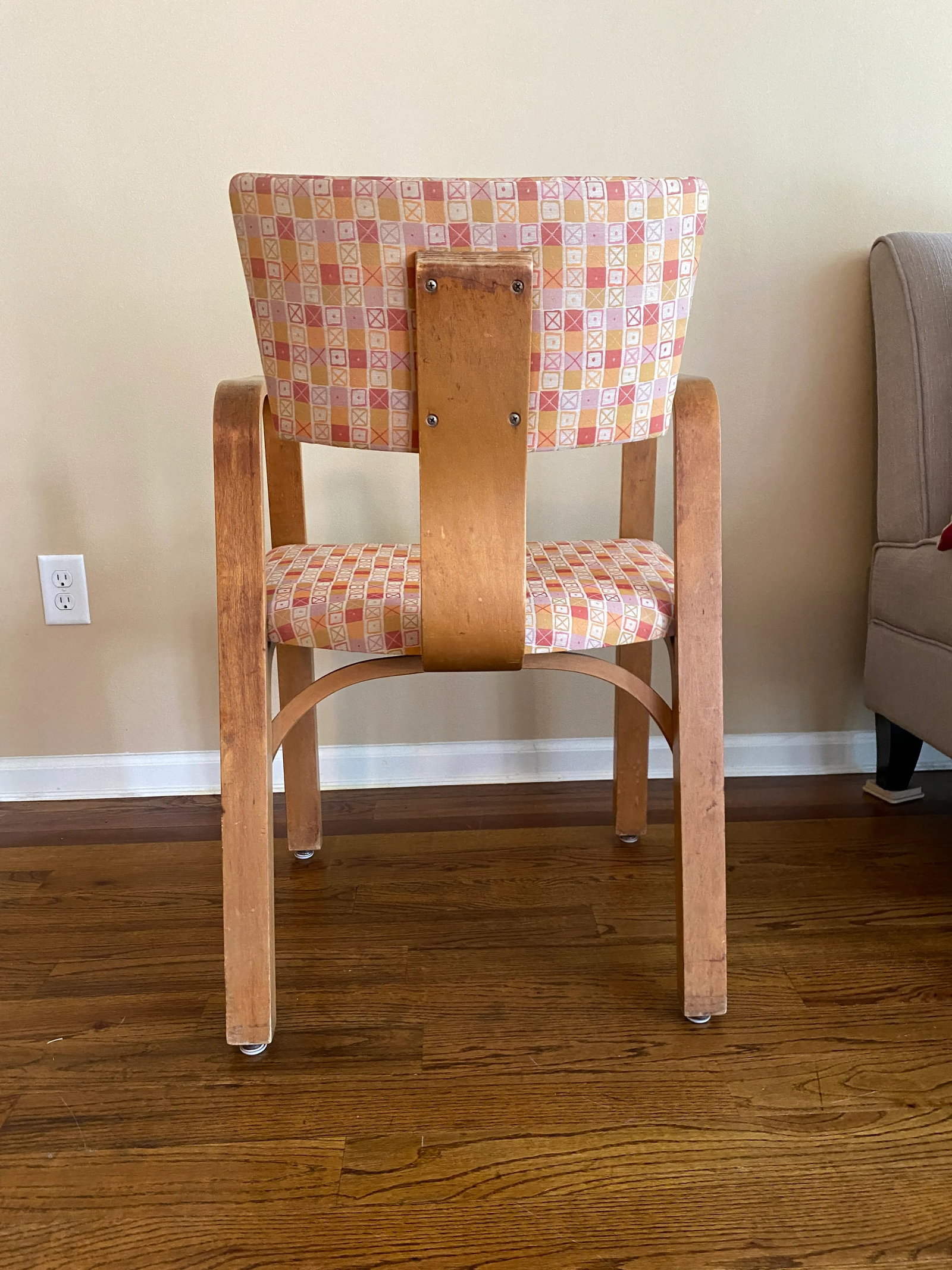 Joe Atkinson Designed Thonet Industries Arm Chairs Upholstered in Eames Crosspatch - 7