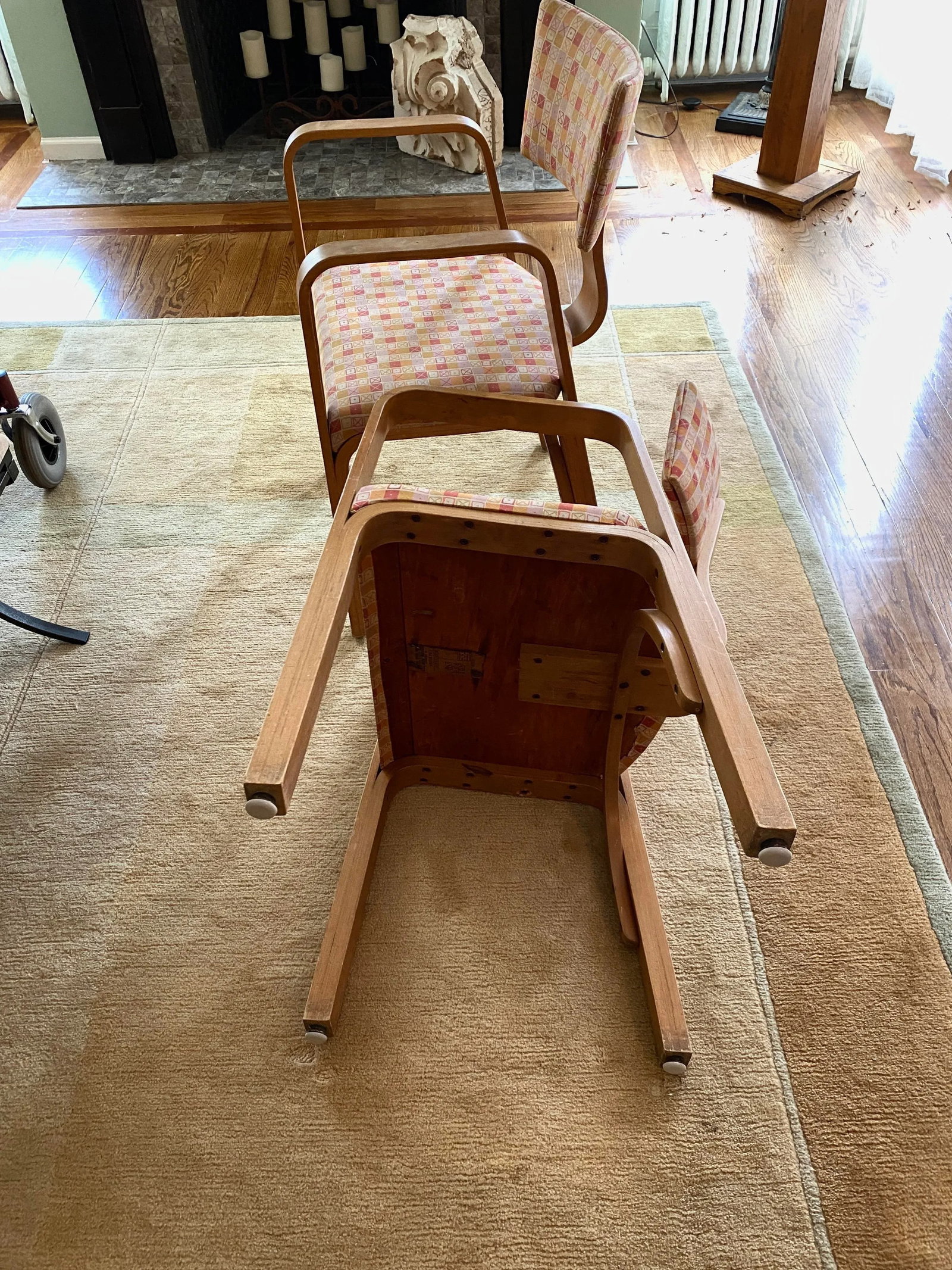 Joe Atkinson Designed Thonet Industries Arm Chairs Upholstered in Eames Crosspatch - 9