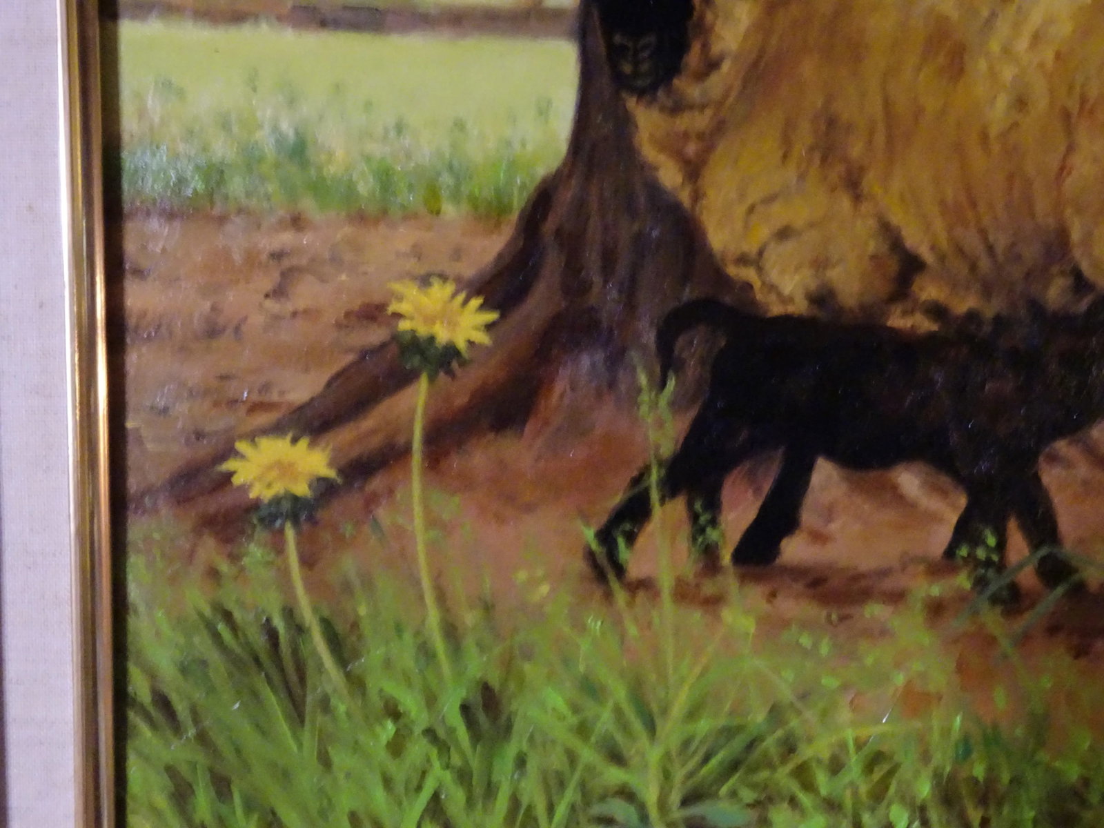2005 "Ewe and Lamb", Oil Painting on Masonite by Sandra Eames, Framed - 9