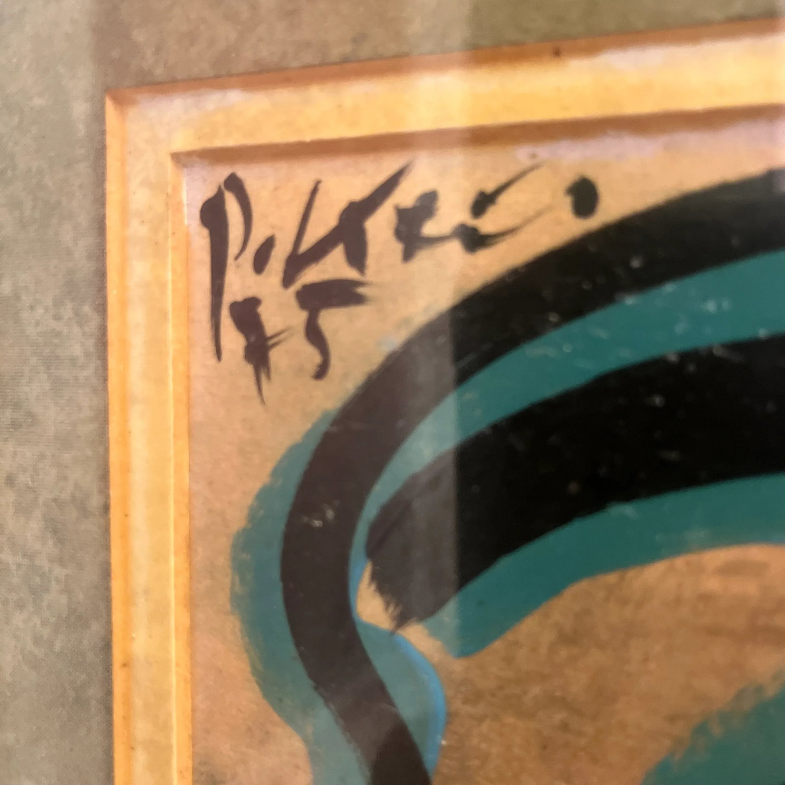 1975 Abstract Portrait Painting of Pablo Picasso by Peter Robert Keil, Framed - 2