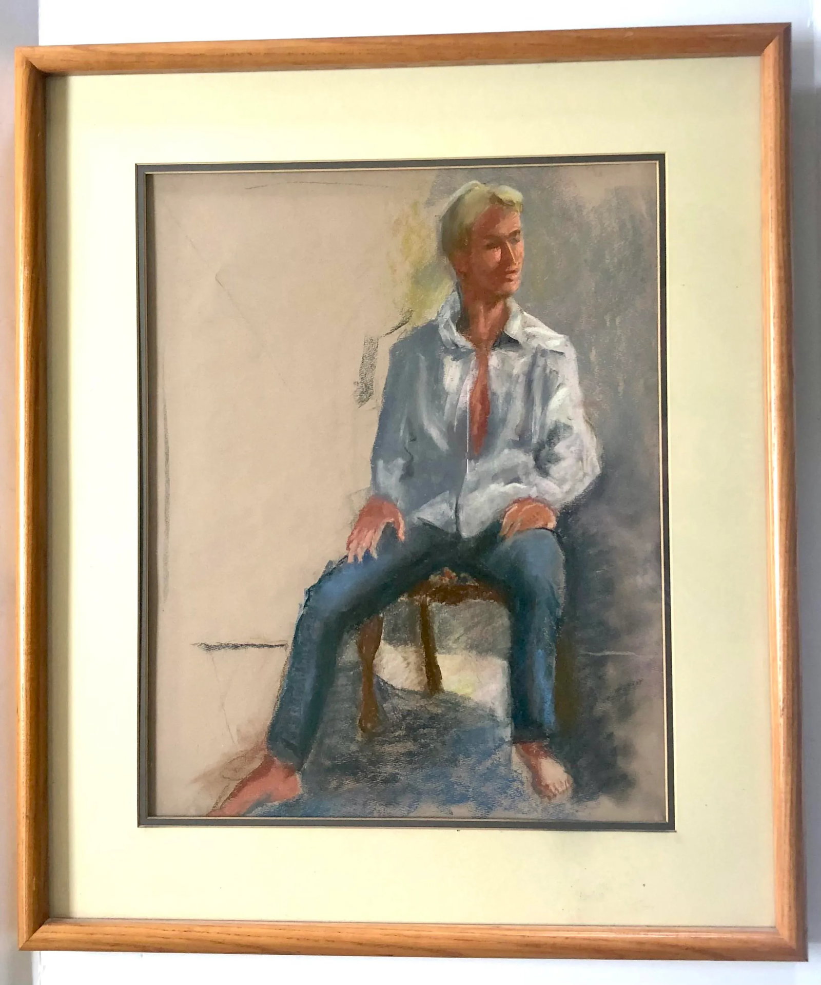 Mid Century Pastel Portrait of a Young Man - 2