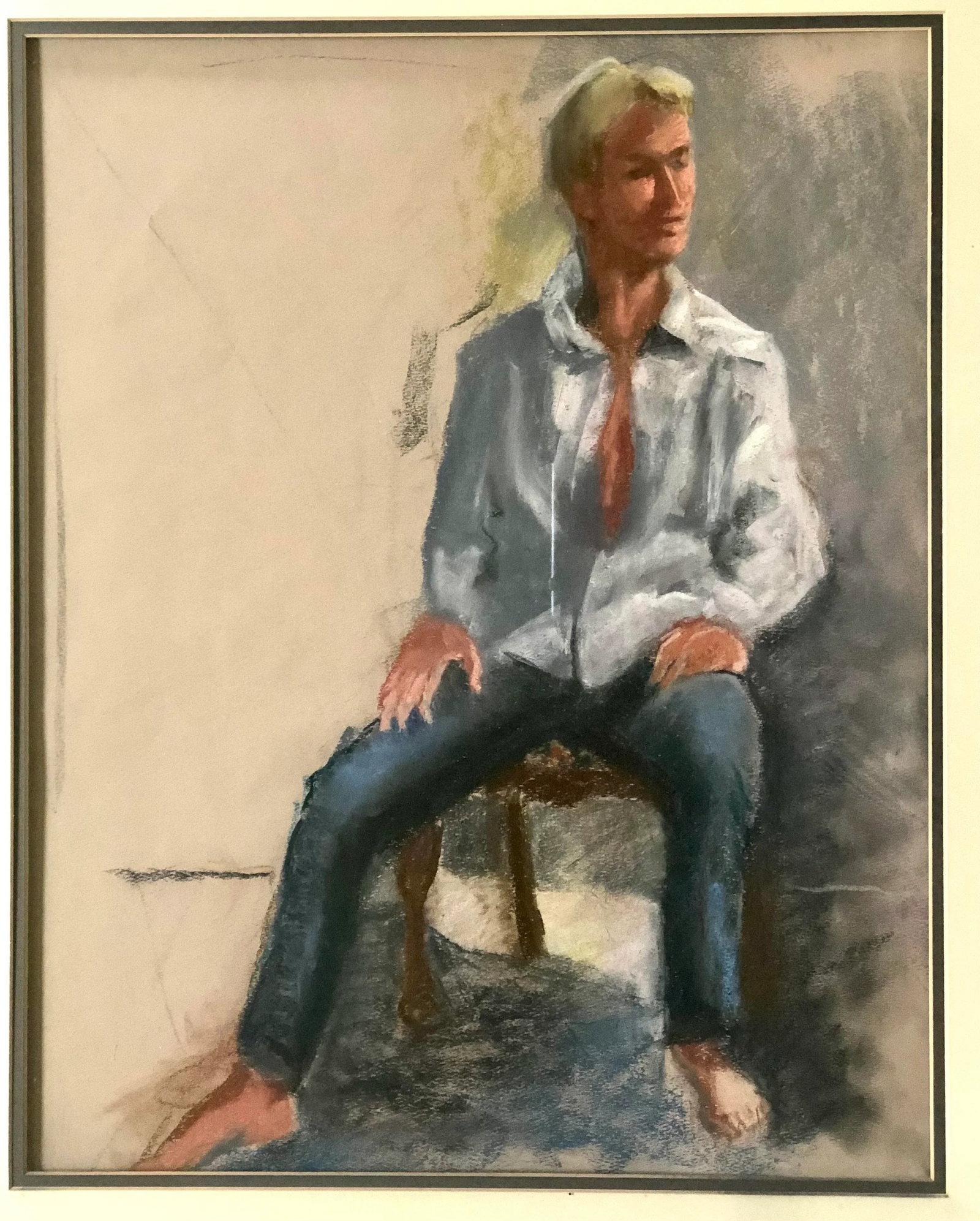 Mid Century Pastel Portrait of a Young Man - 8