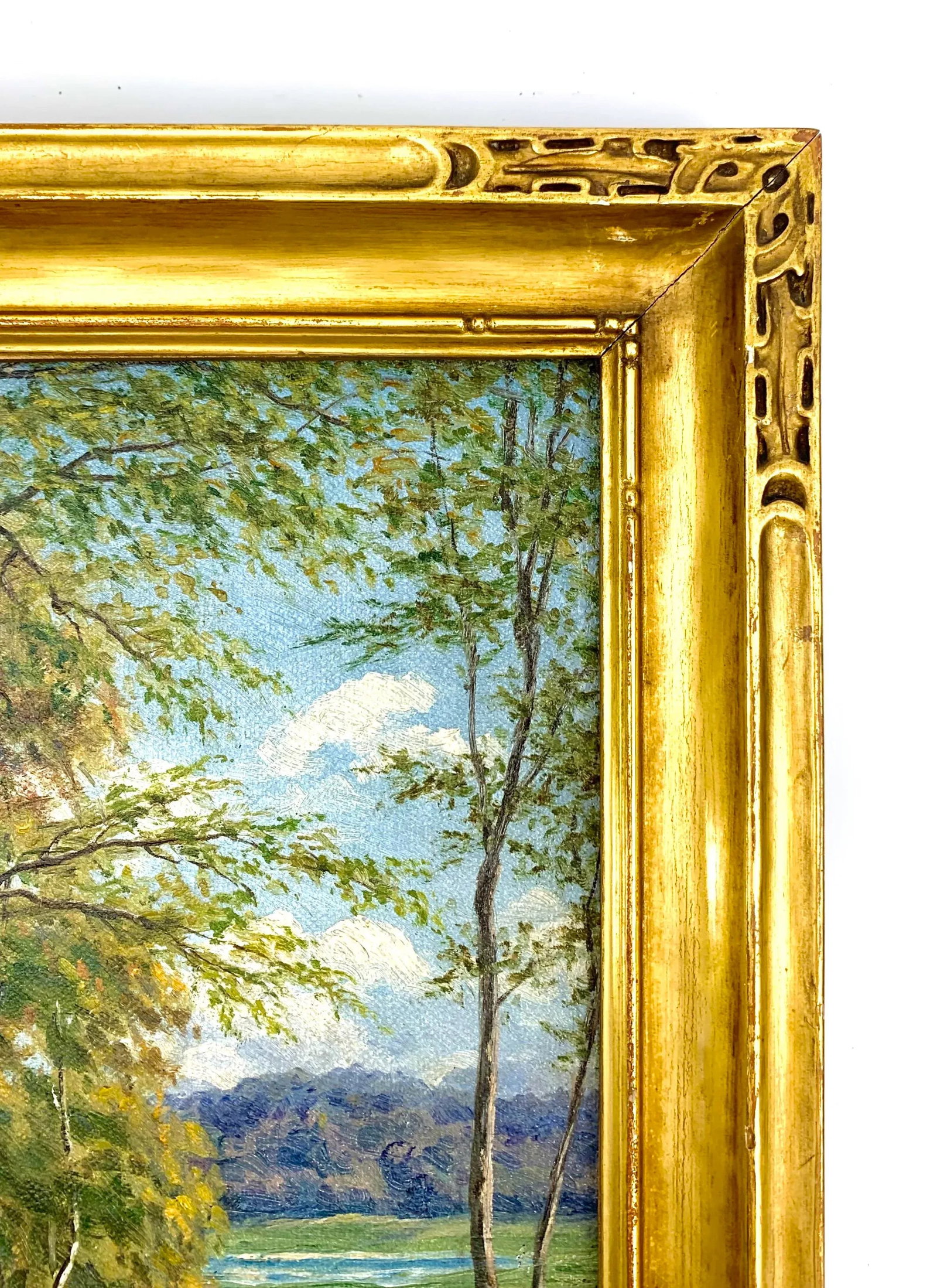 Antique Oil Painting of a Lady in the Forest Trail, Signed and Framed - 3