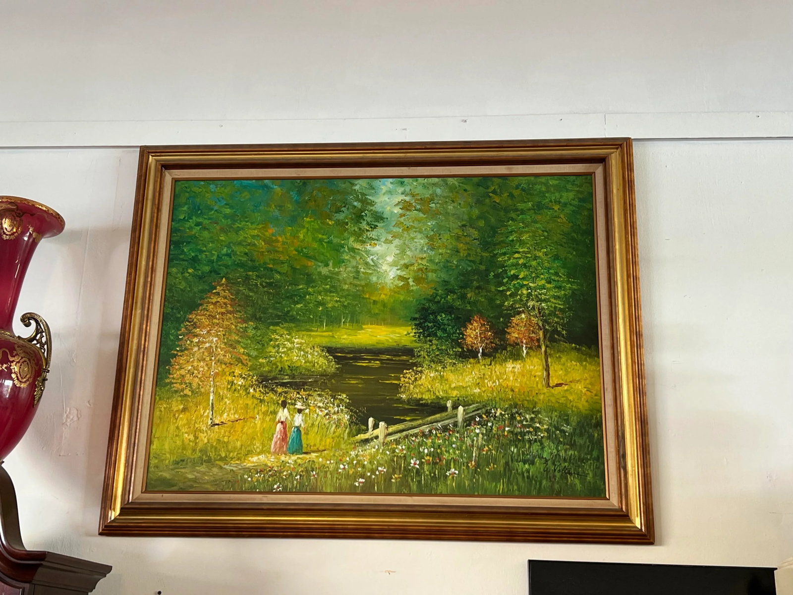 Vintage Impressionist Landscape Painting Framed & Signed - 6
