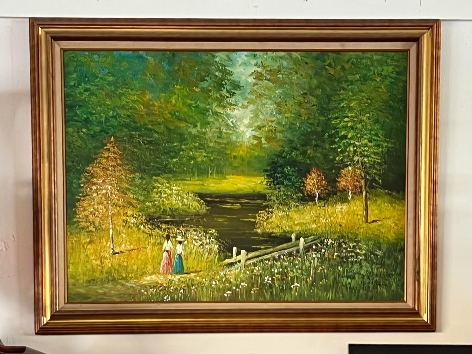 Vintage Impressionist Landscape Painting Framed & Signed - 8