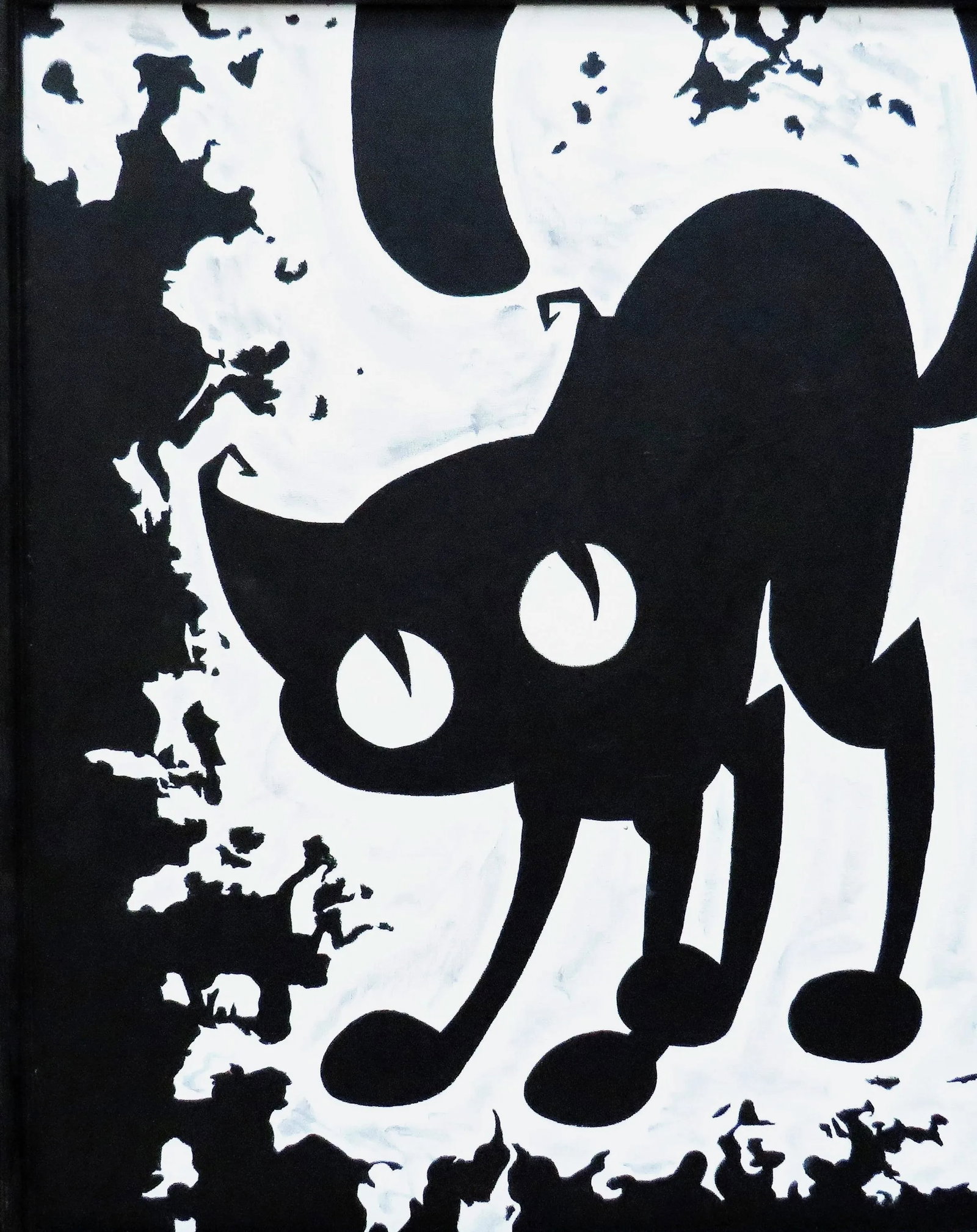 Cat Oil Portrait Painting Abstract Black & White Mid Century Modern Surrealist Orchestra Musical - 2