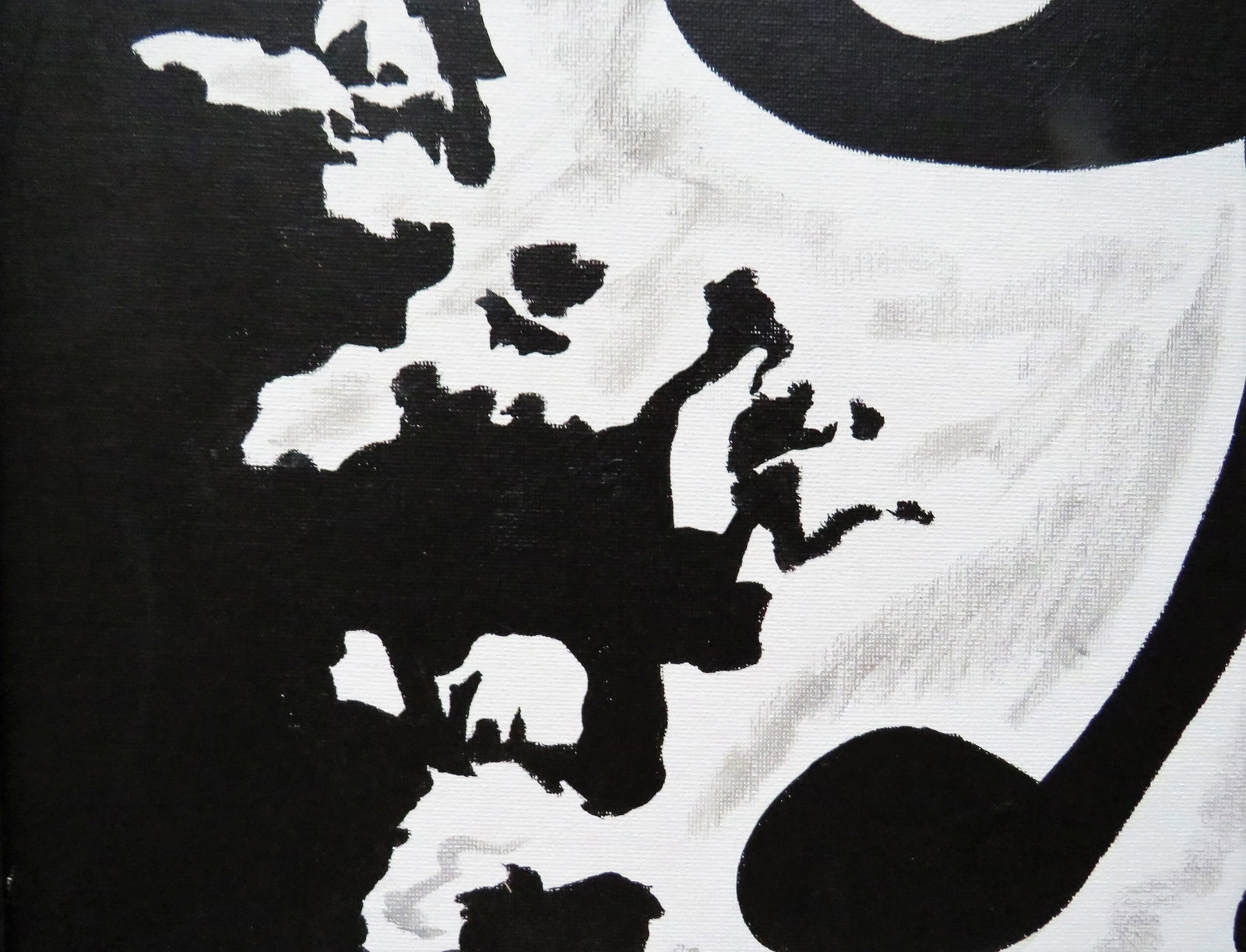 Cat Oil Portrait Painting Abstract Black & White Mid Century Modern Surrealist Orchestra Musical - 3