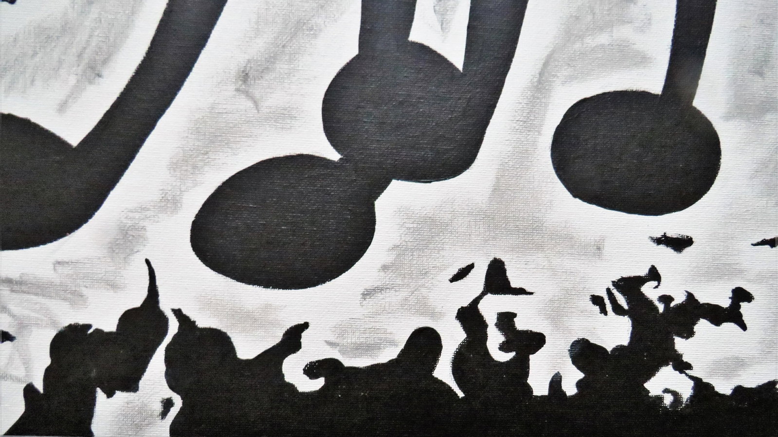 Cat Oil Portrait Painting Abstract Black & White Mid Century Modern Surrealist Orchestra Musical - 5