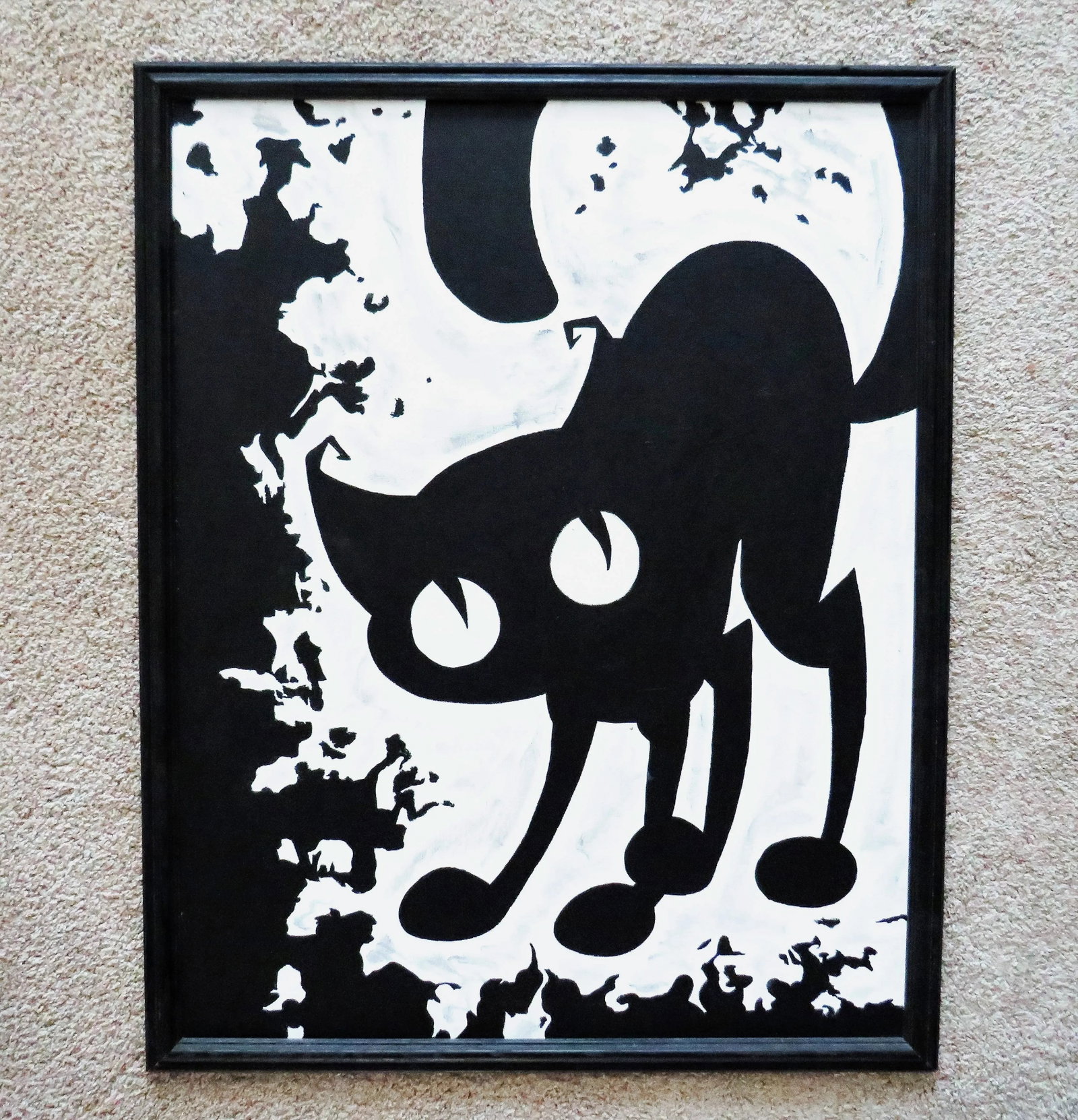 Cat Oil Portrait Painting Abstract Black & White Mid Century Modern Surrealist Orchestra Musical - 7