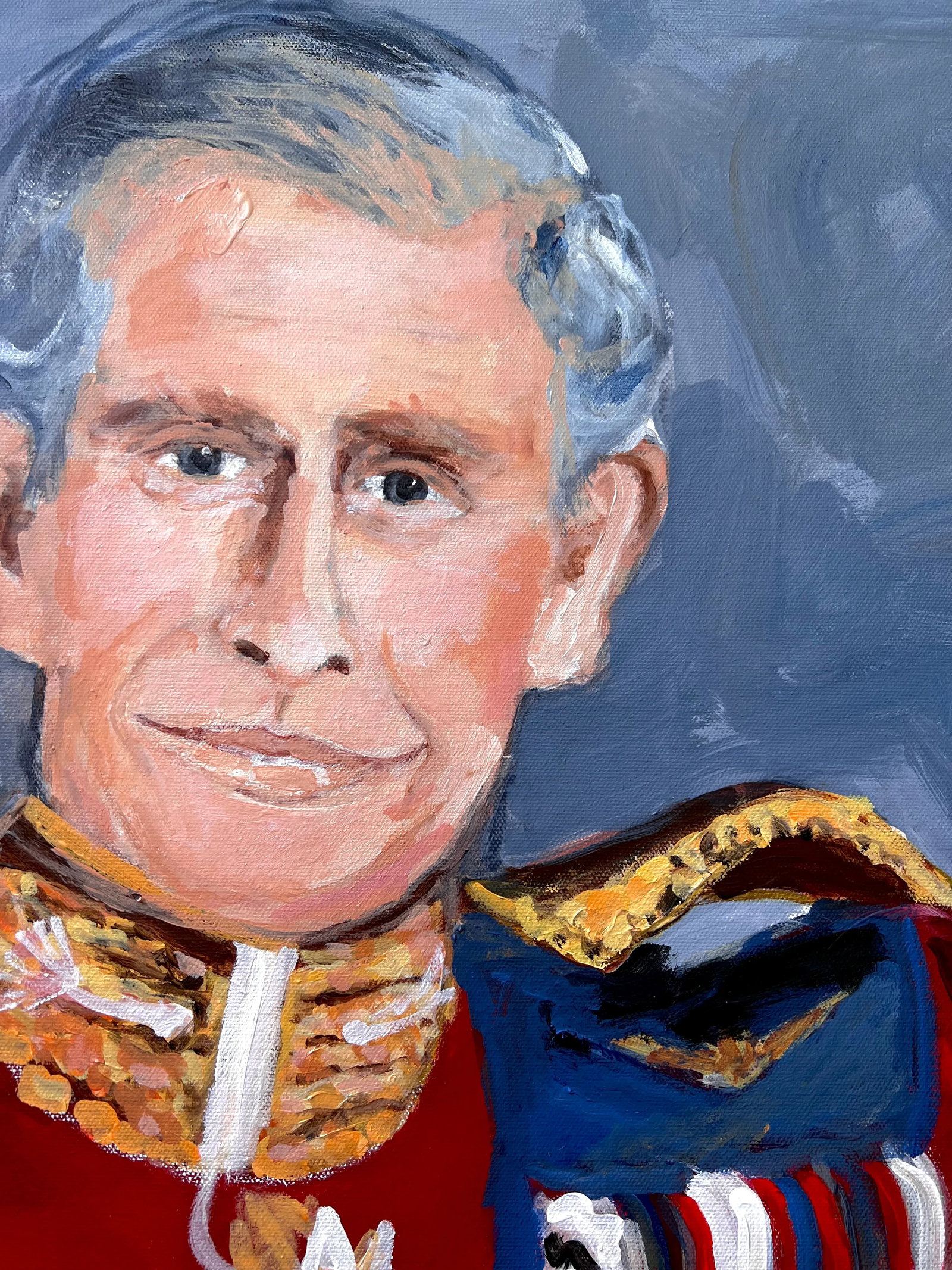King Charles III Original Expressionist Portrait Acrylic Painting by Sandy Welch - 2