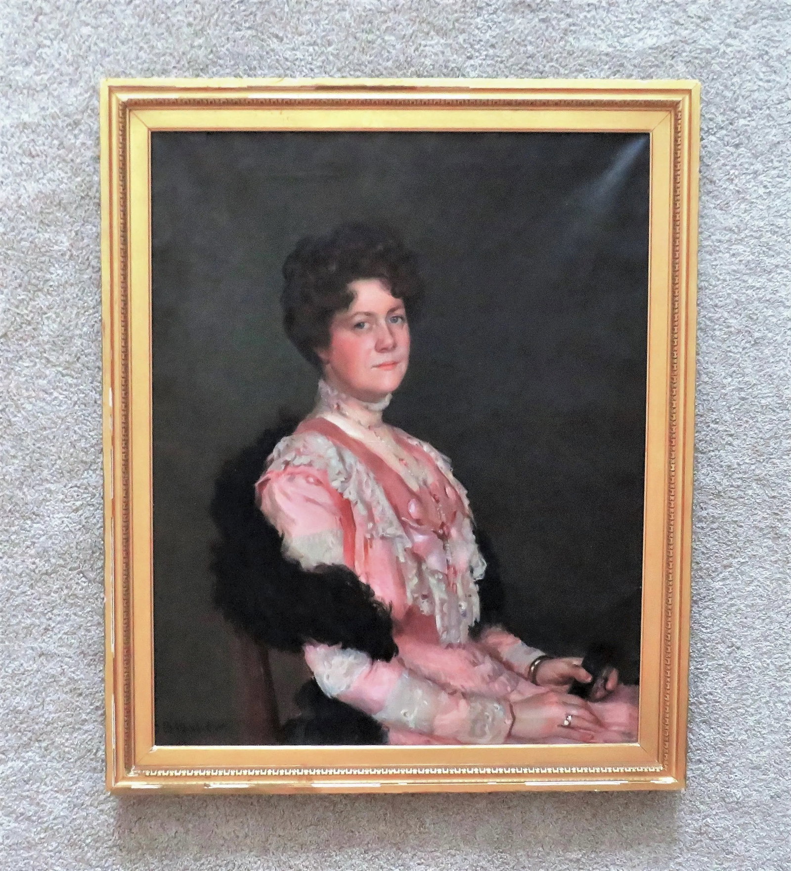 Early 20th C. Portrait Oil Painting of a Woman Lady Antique Victorian Signed Samuel Burtis Baker - 10