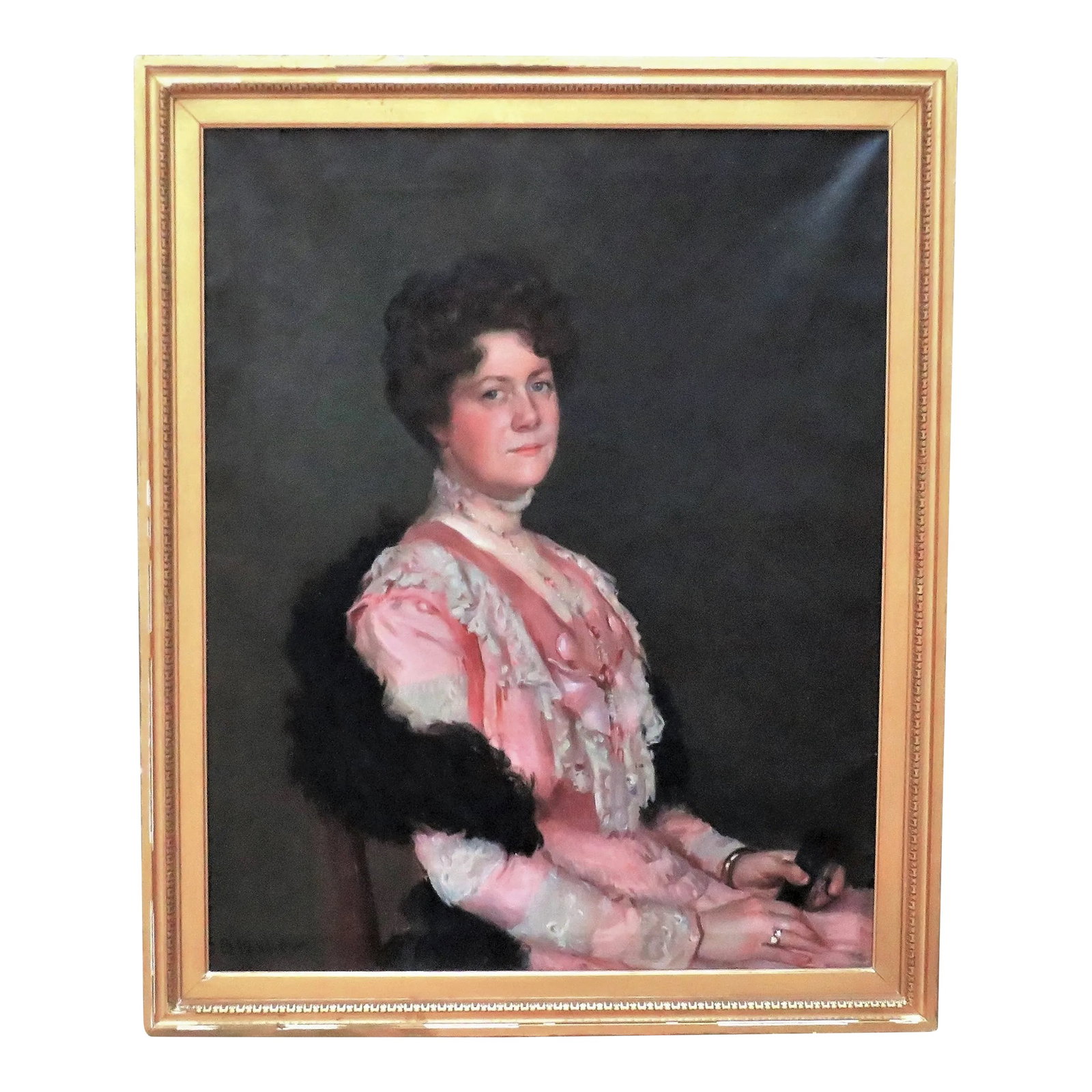Early 20th C. Portrait Oil Painting of a Woman Lady Antique Victorian Signed Samuel Burtis Baker (1 of 10)