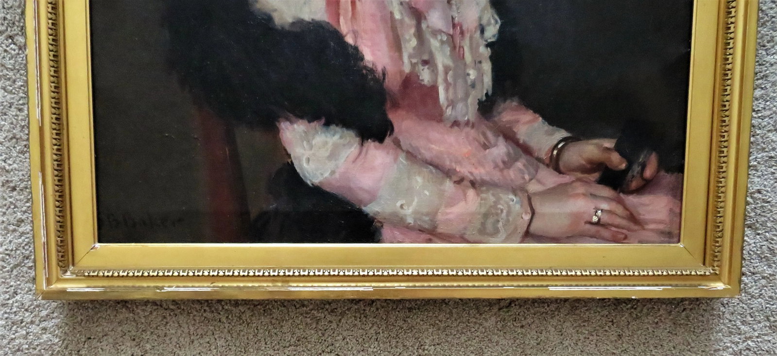 Early 20th C. Portrait Oil Painting of a Woman Lady Antique Victorian Signed Samuel Burtis Baker - 7
